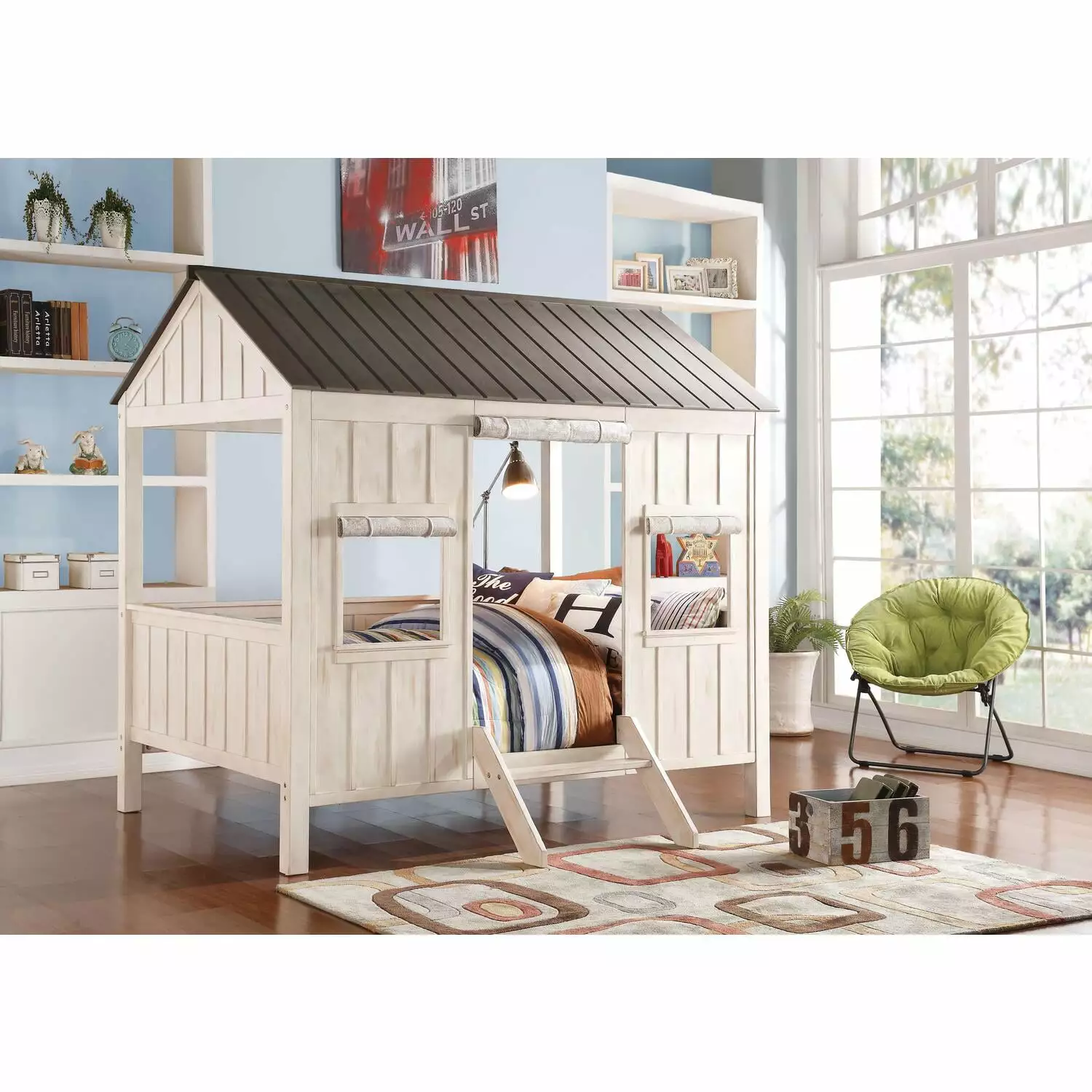 ACME Spring Cottage Wooden Full Bed Frame Weathered White Acme Furniture