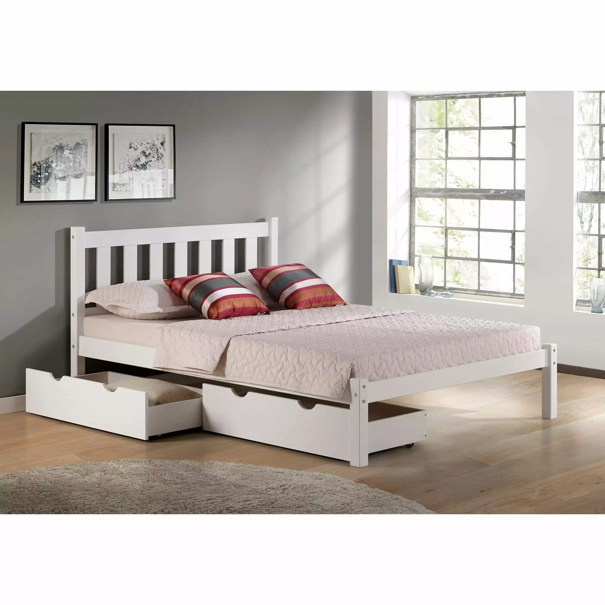Poppy Full Bed Storage Drawers White - Elegant and Practical Alaterre