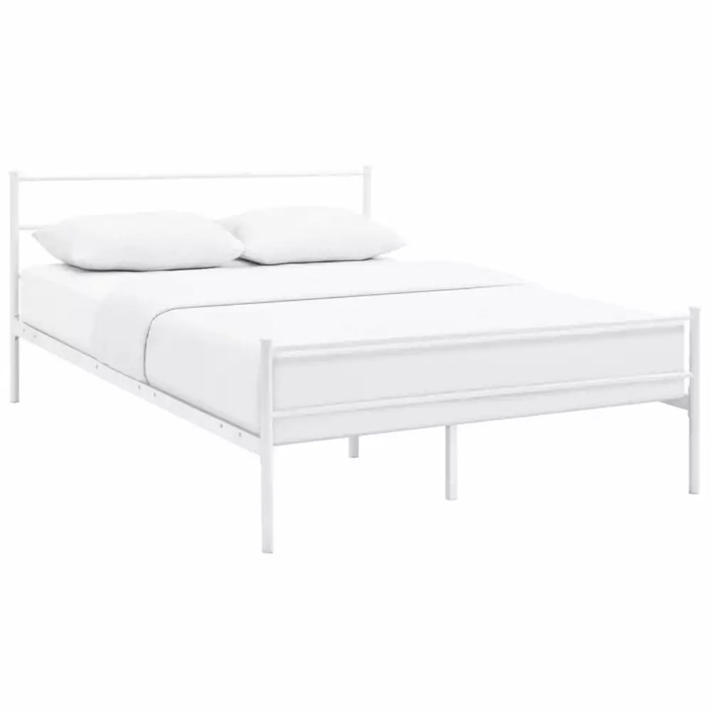 Modway Alina Powder Coated Sturdy Steel Full Platform Bed Frame White