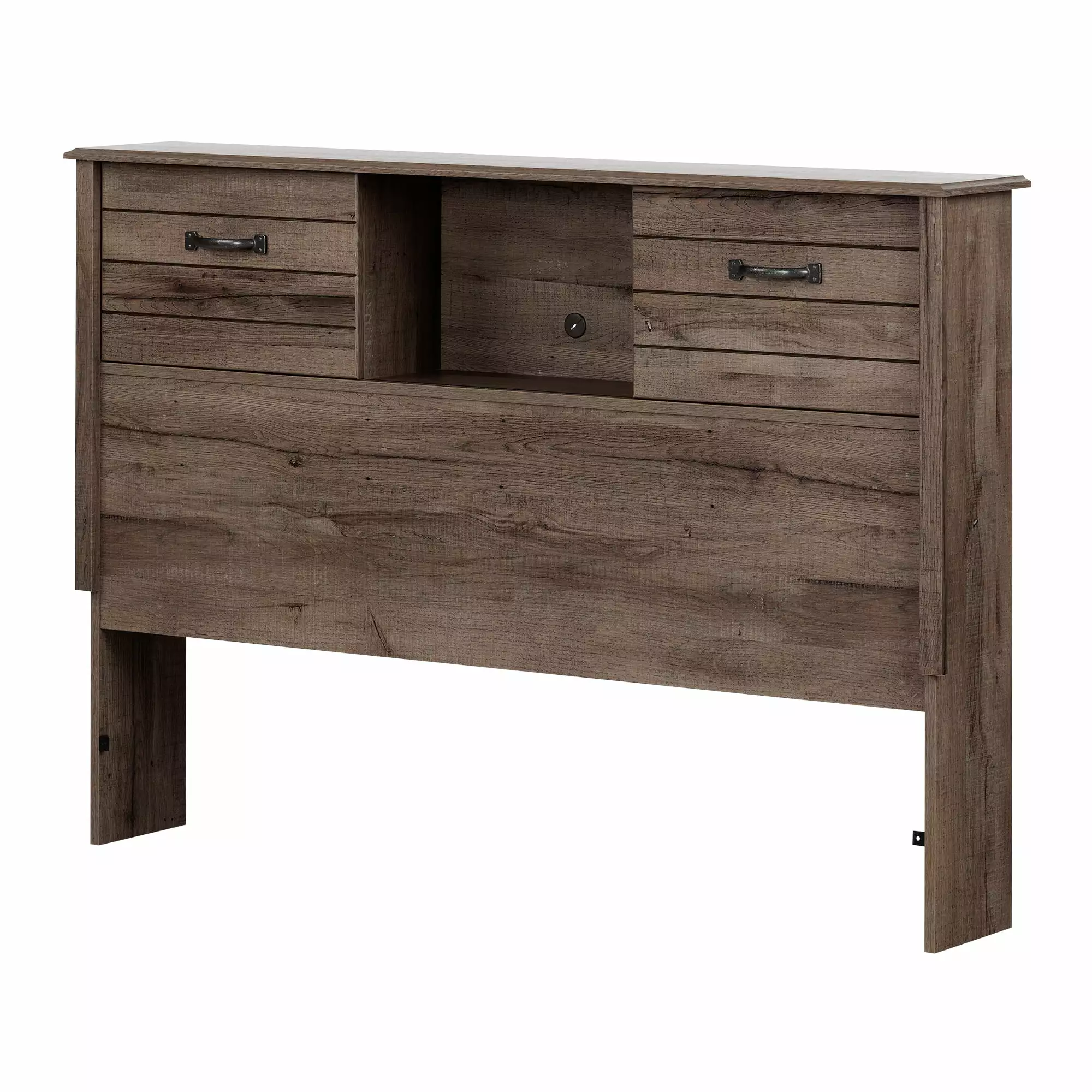 South Shore Ulysses Full Bookcase Headboard Bed - Fall Oak Storage Bed Frame Bedroom