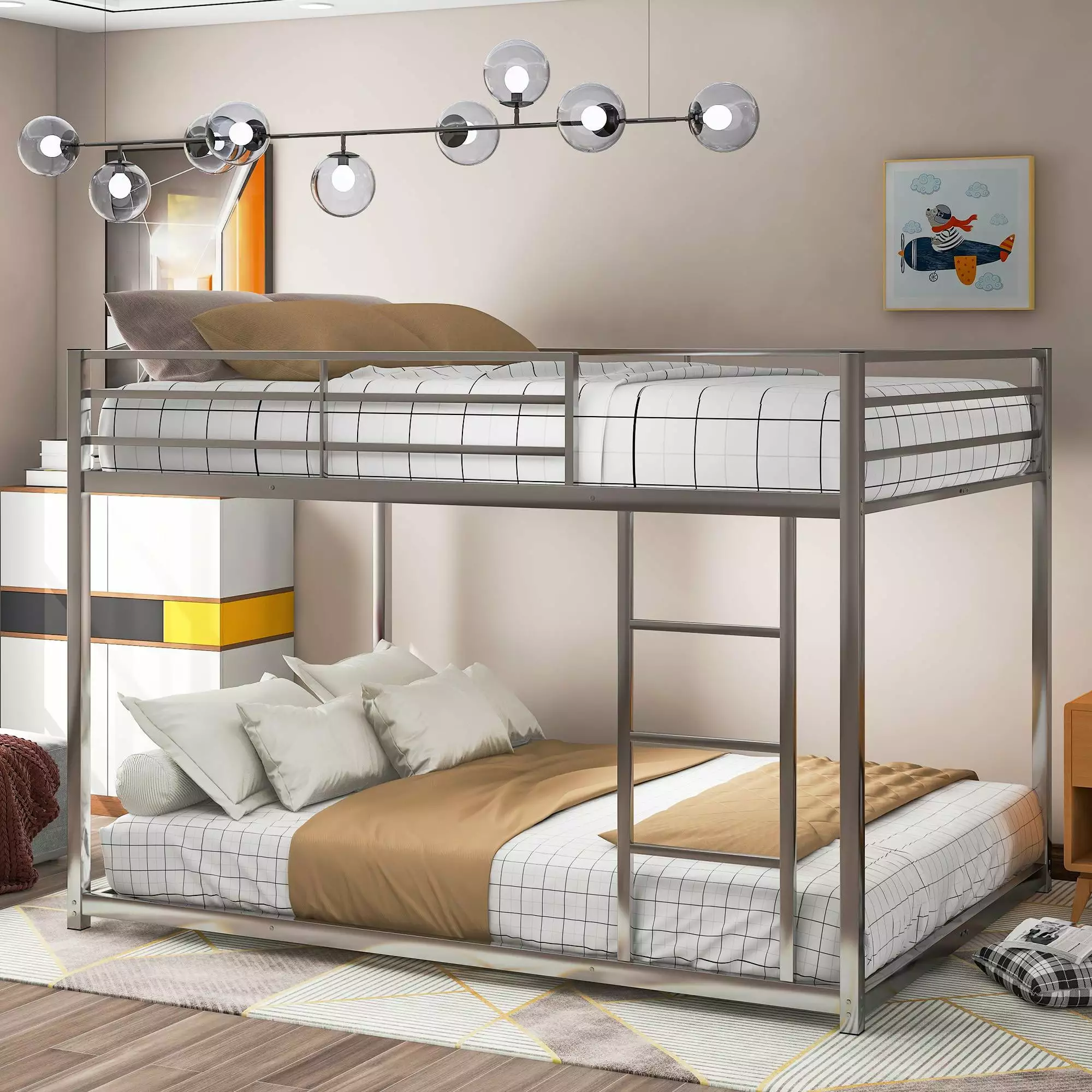 Metal Bunk Bed Ladder Full Over Full Low Bunk Bed Protective Guard Rails Heavy Duty ARCTICSCORPION