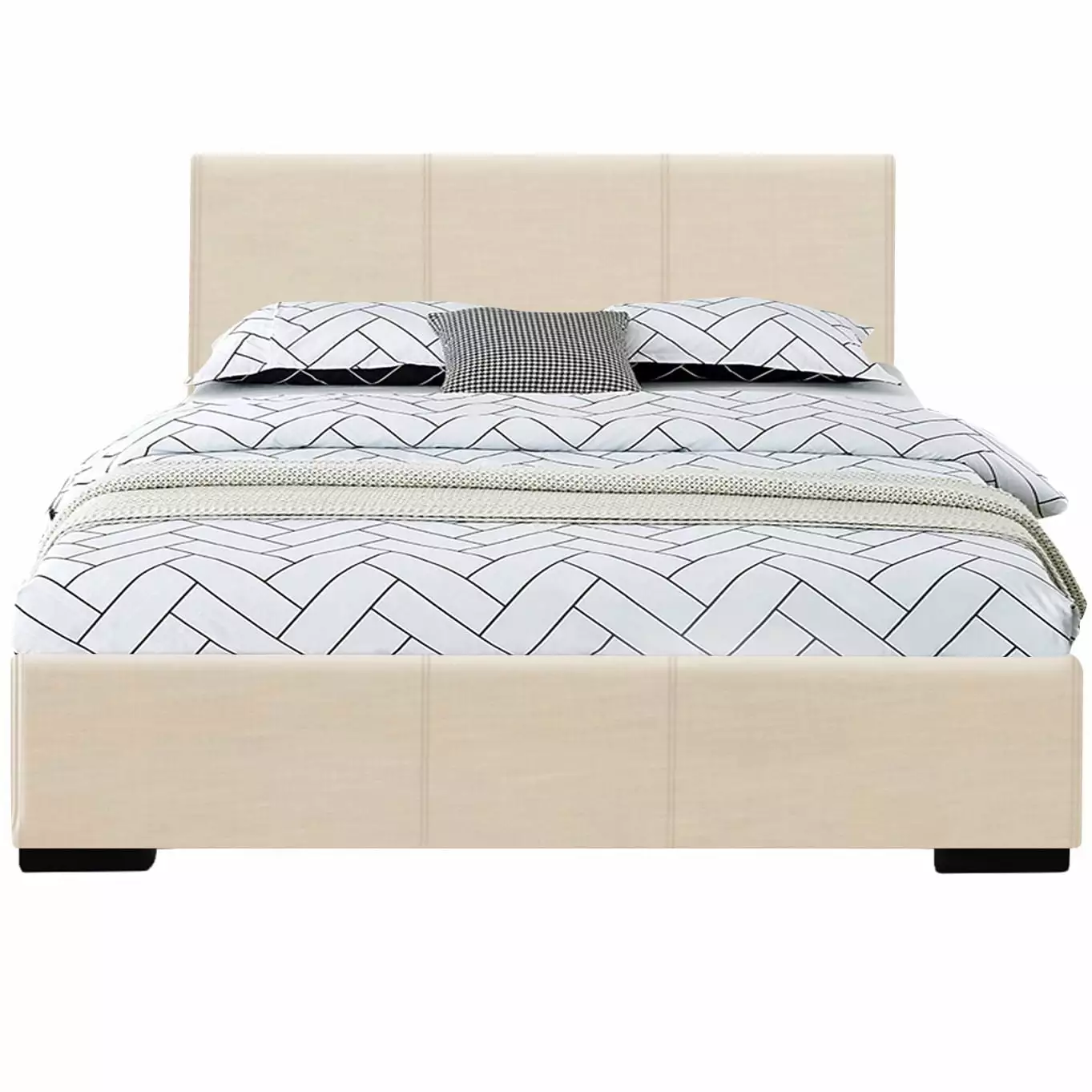 Camden Isle Abbey Platform Bed Upholstered Low Profile Full Size Bed Beige
