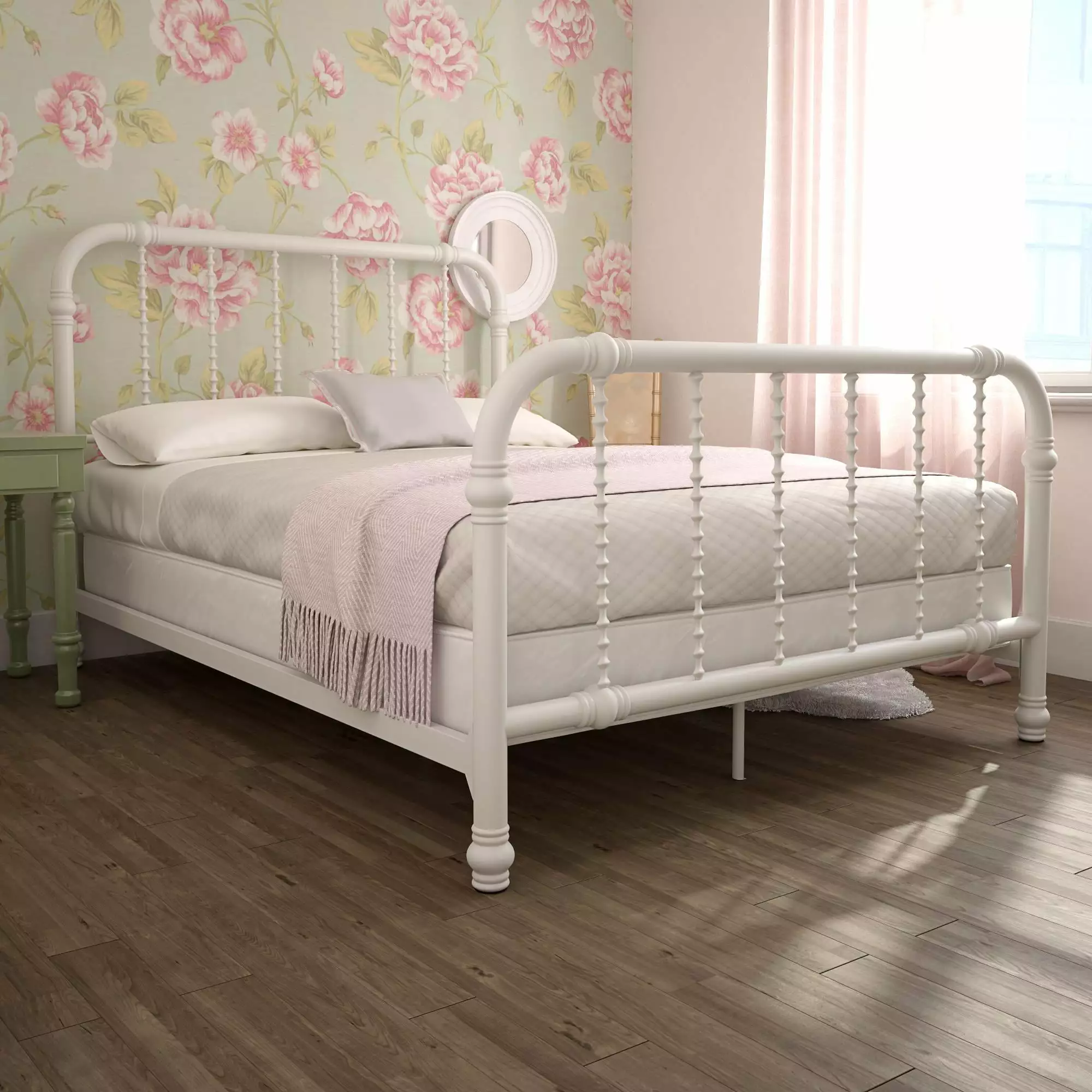 White DHP Jenny Lind Metal Full Size Bed Frame