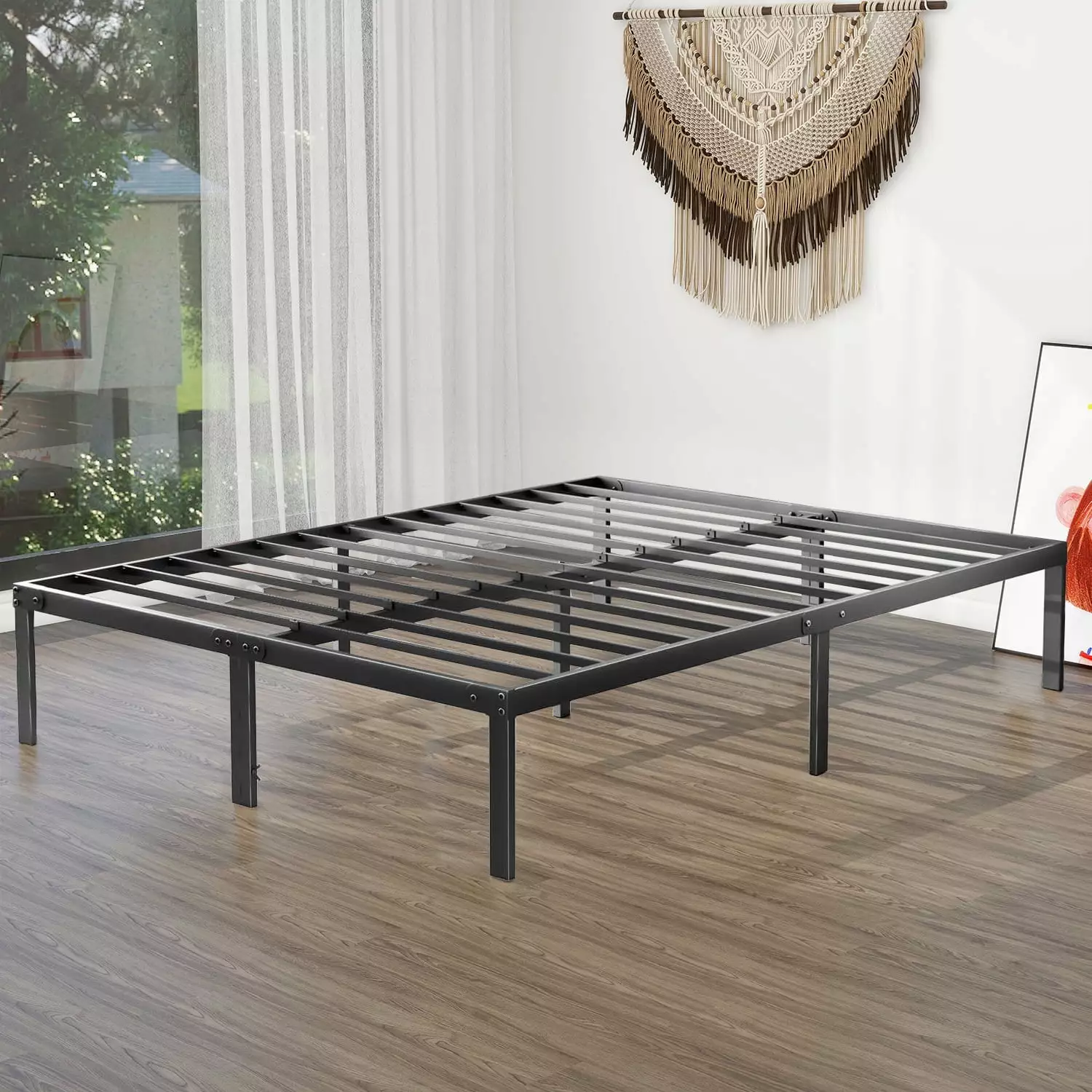Full Size Metal Platform Bed Frame Heavy Duty Steel Slats Support IULULU