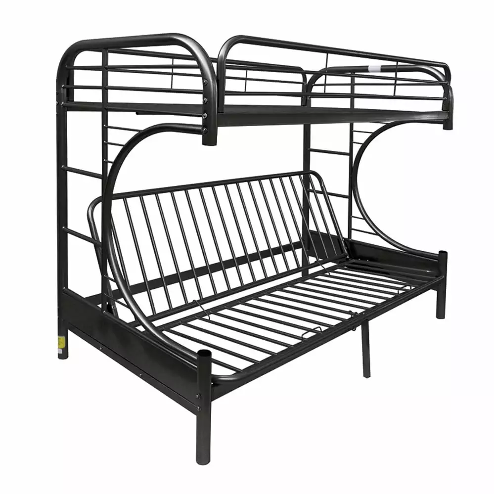 Acme Furniture Eclipse Twin over Full Futon Bunk Bed Black - Space Saving Bed Kids and Teens