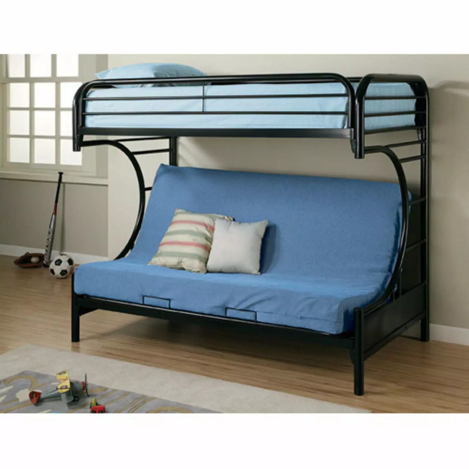 Coaster Montgomery Metal Twin Over Futon Bunk Bed Black Finish - Space Saving Bed Frame Generic