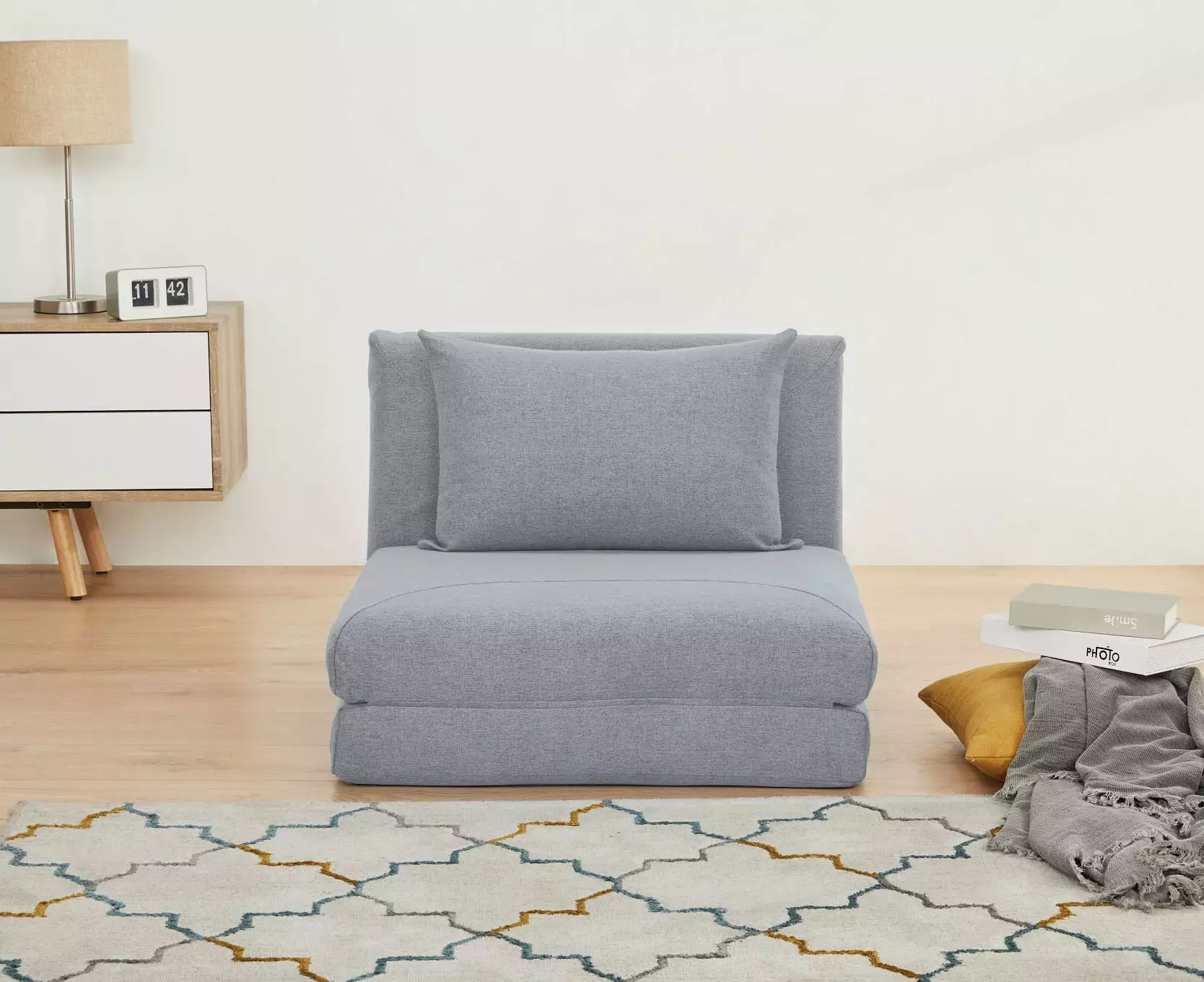 &D Home Santa Futon Convertible Chair Light Gray