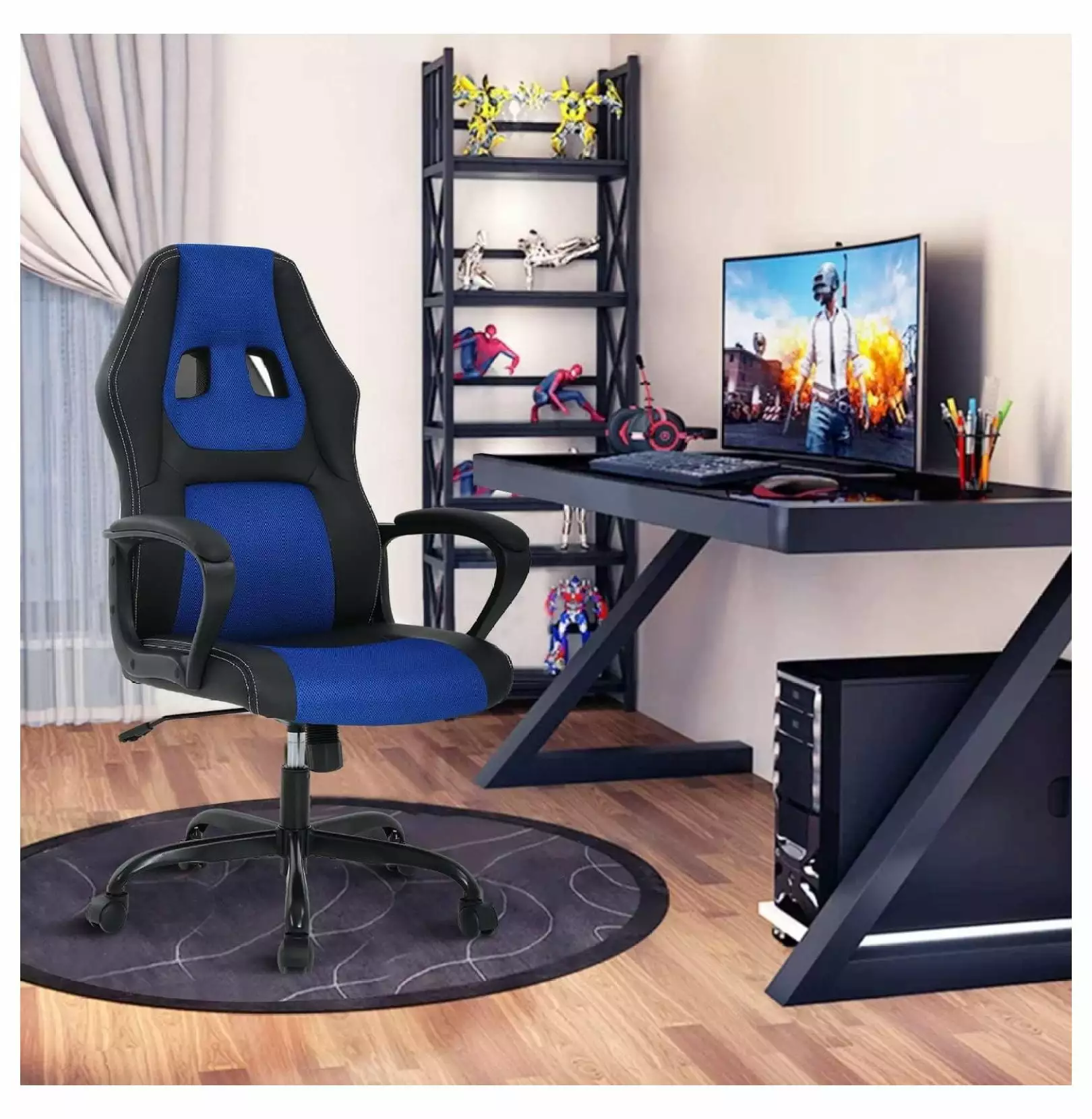 Blue Gaming Chair Massage Office Chair Ergonomic High Back PC Racing Desk Chair Alieon