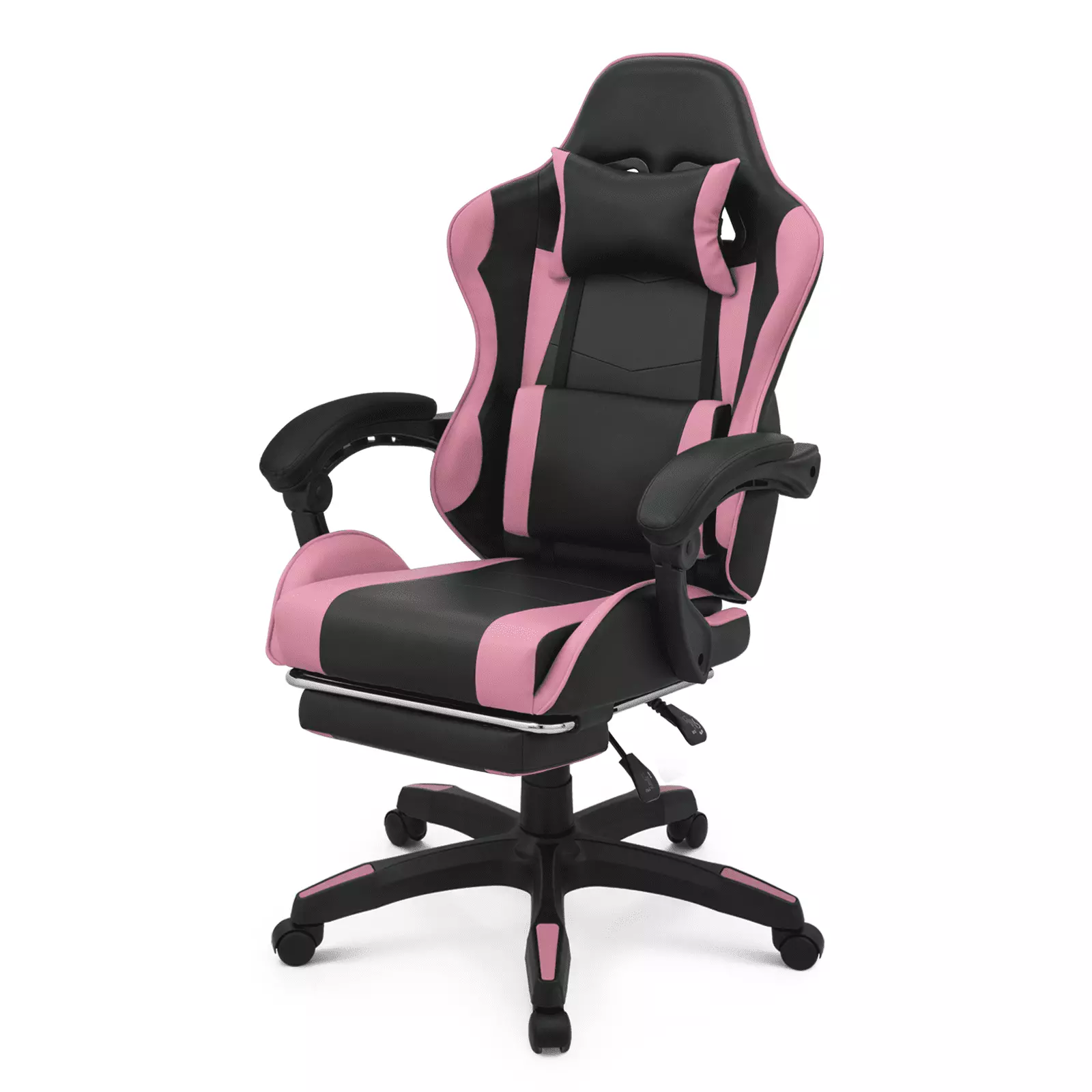 BEZT Gaming Chair Ergonomic Racing Gaming Chair Headrest Footrest and Lumbar Support Pink