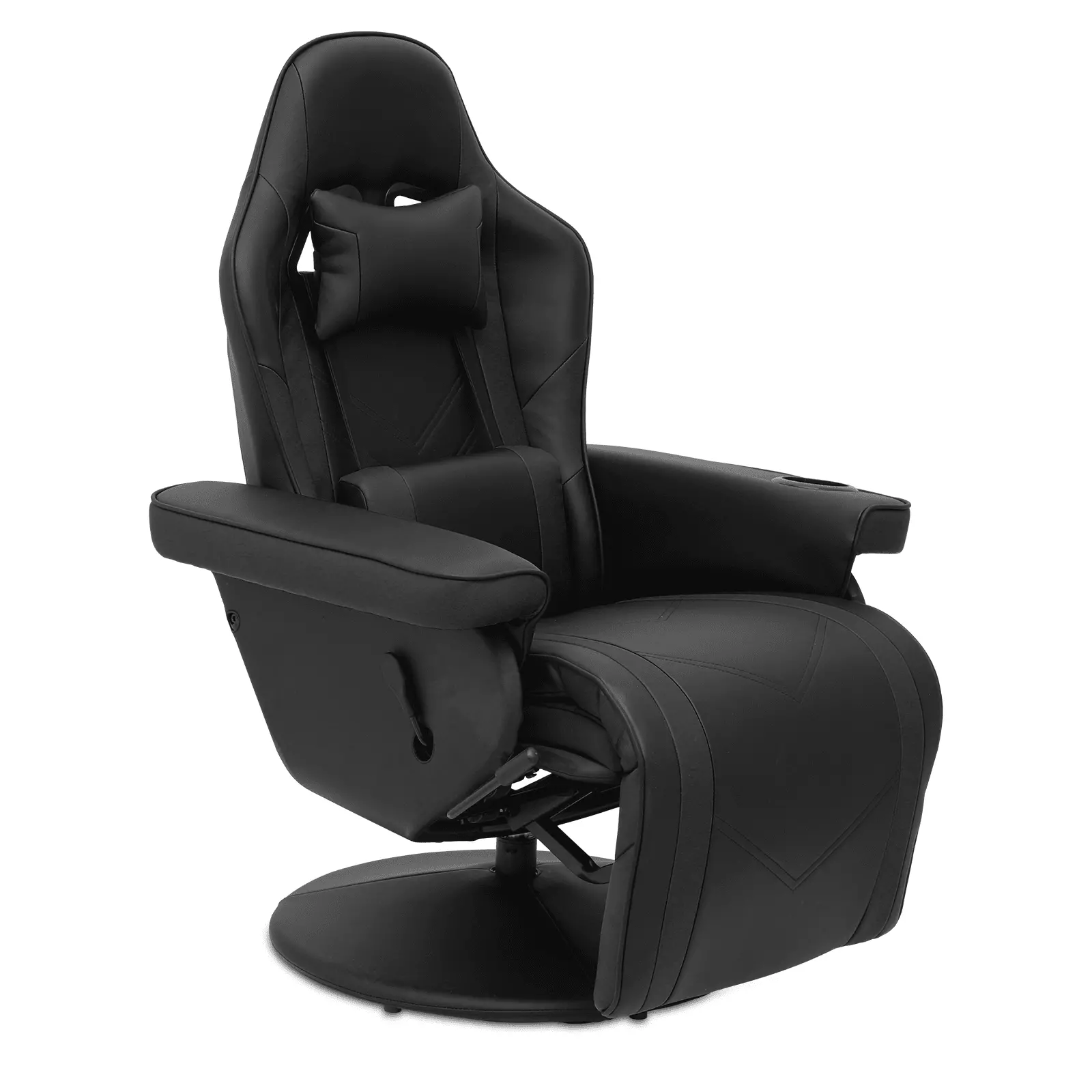 BEZT Gaming Chair High Back Swivel PU Leather Adjustable Backrest and Footrest Black Racing Style