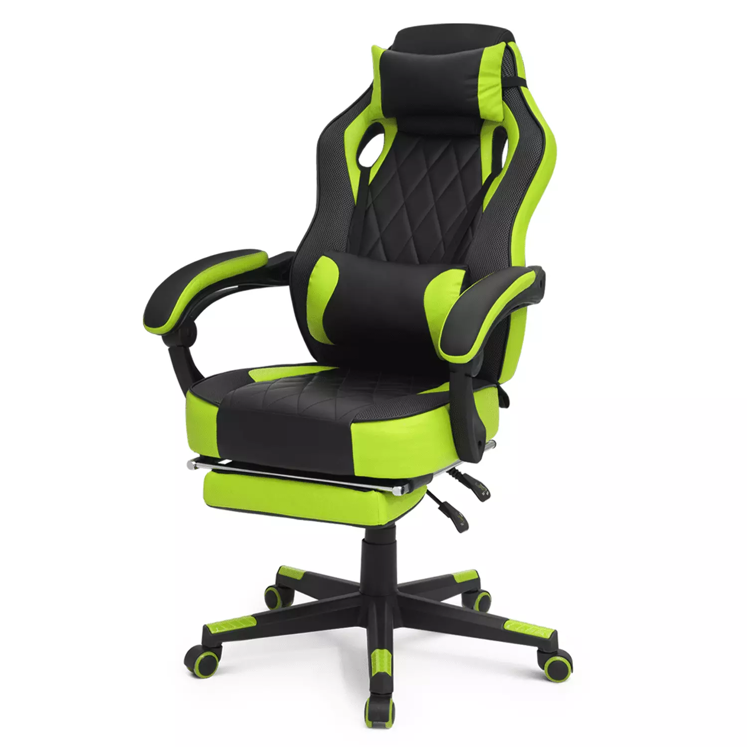BEZT Green Gaming Chair Ergonomic Faux Leather High Back PC Computer Seat Footrest Lumbar Support