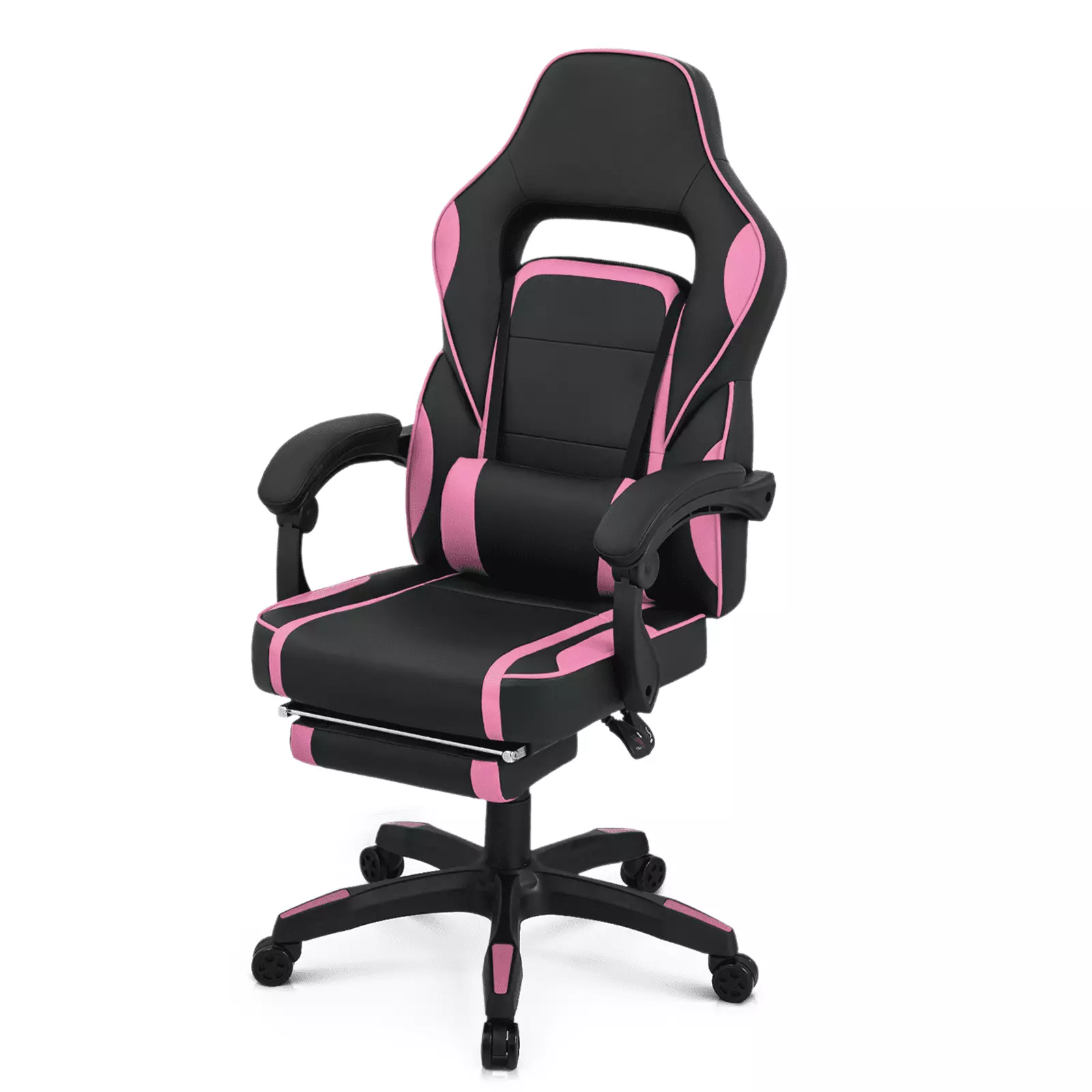 BEZT Racing Style Gaming Chair Ergonomic High Back Lumbar Support Pink Home Office Footrest Adjustable Arms Reclining Comp...