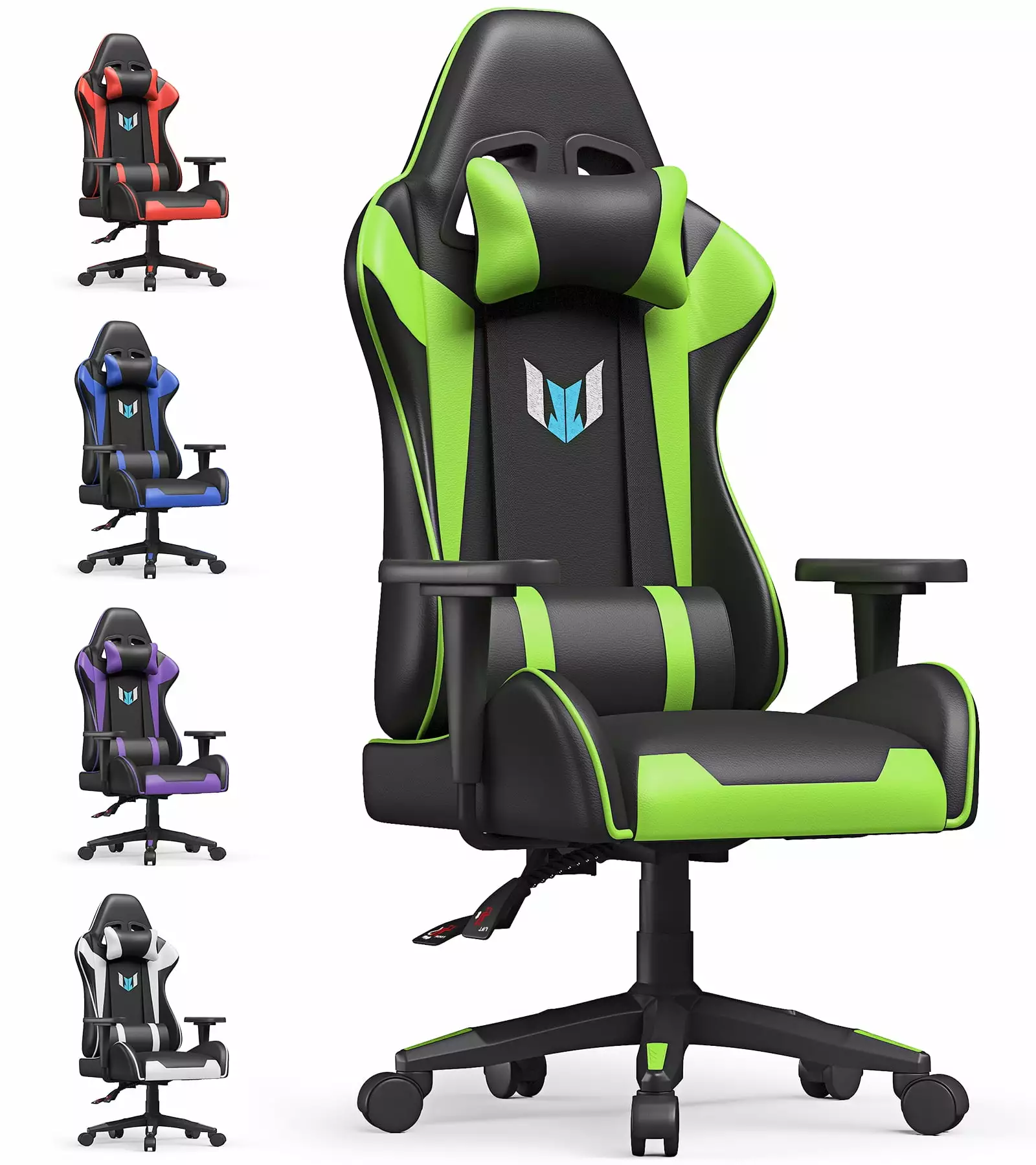 Bigzzia Gaming Chair Ergonomic Office Chair Lumbar Support Flip Up Arms Headrest PU Leather Executive High Back Computer C...
