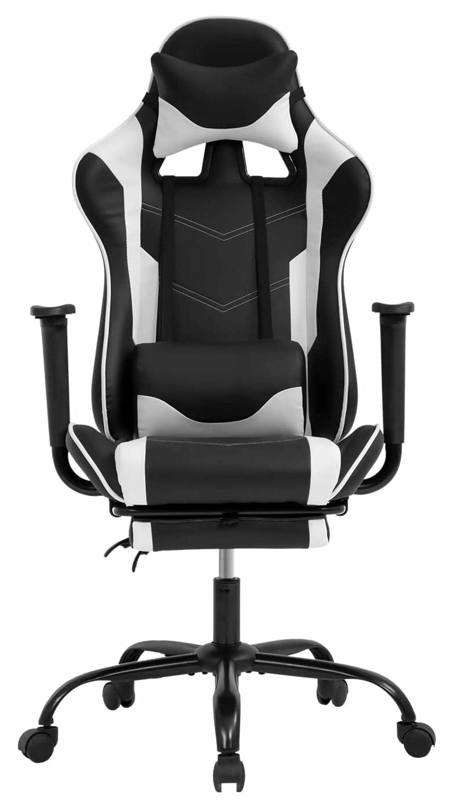 ChicCrest Gaming Chair Ergonomic Computer Racing Office Chair Adjustable High Back Footrest Headrest and Lumbar Support White