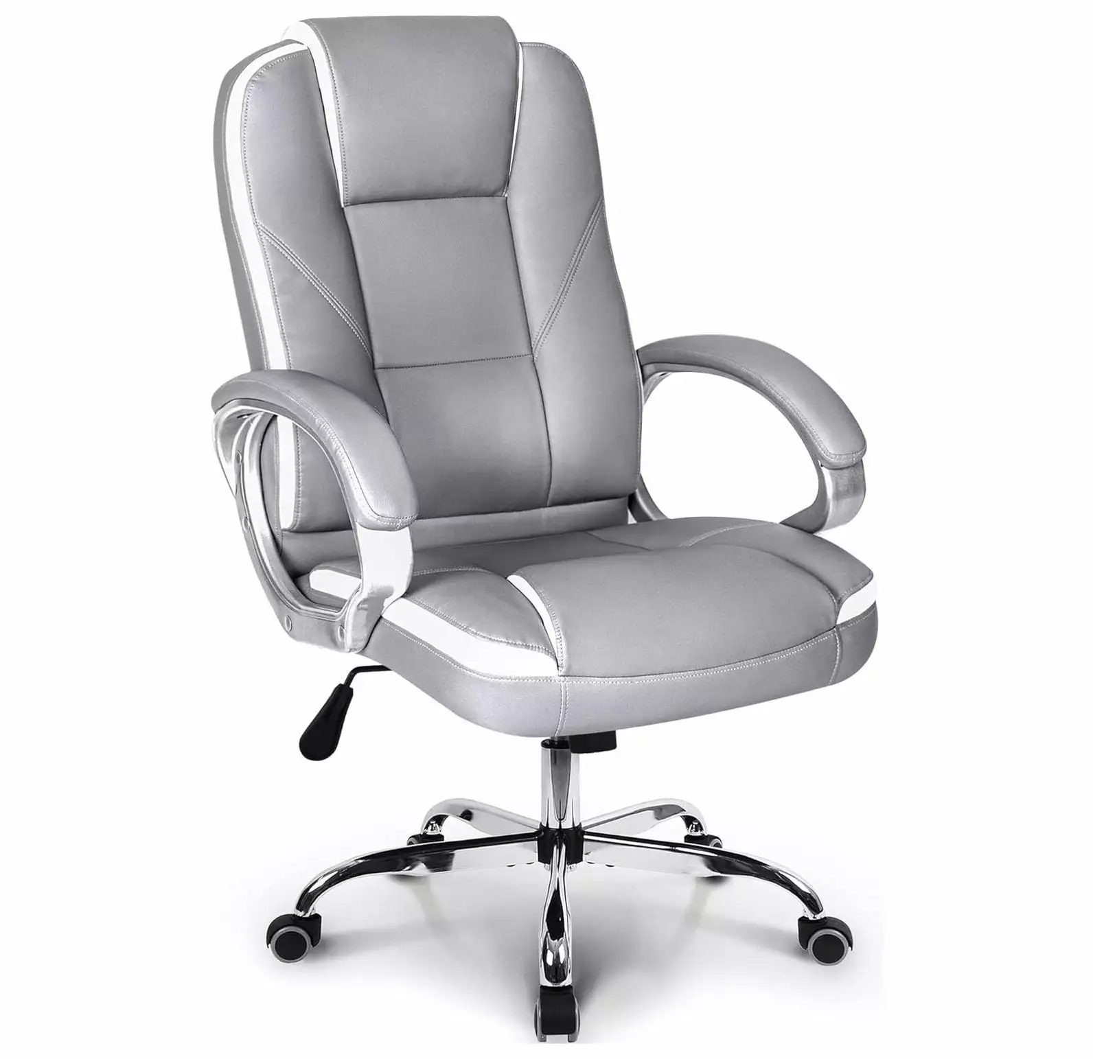 CodYinFI Office Chair Computer Desk Chair Gaming Ergonomic High Back Cushion Lumbar Support Grey Leather Racing Seat Adjus...