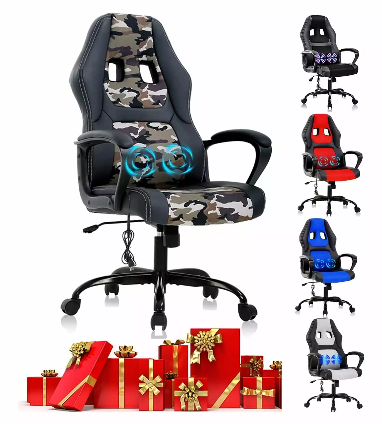 Camo PC Gaming Chair Massage Office Chair Ergonomic Desk Chair Lumbar Support Ditangy