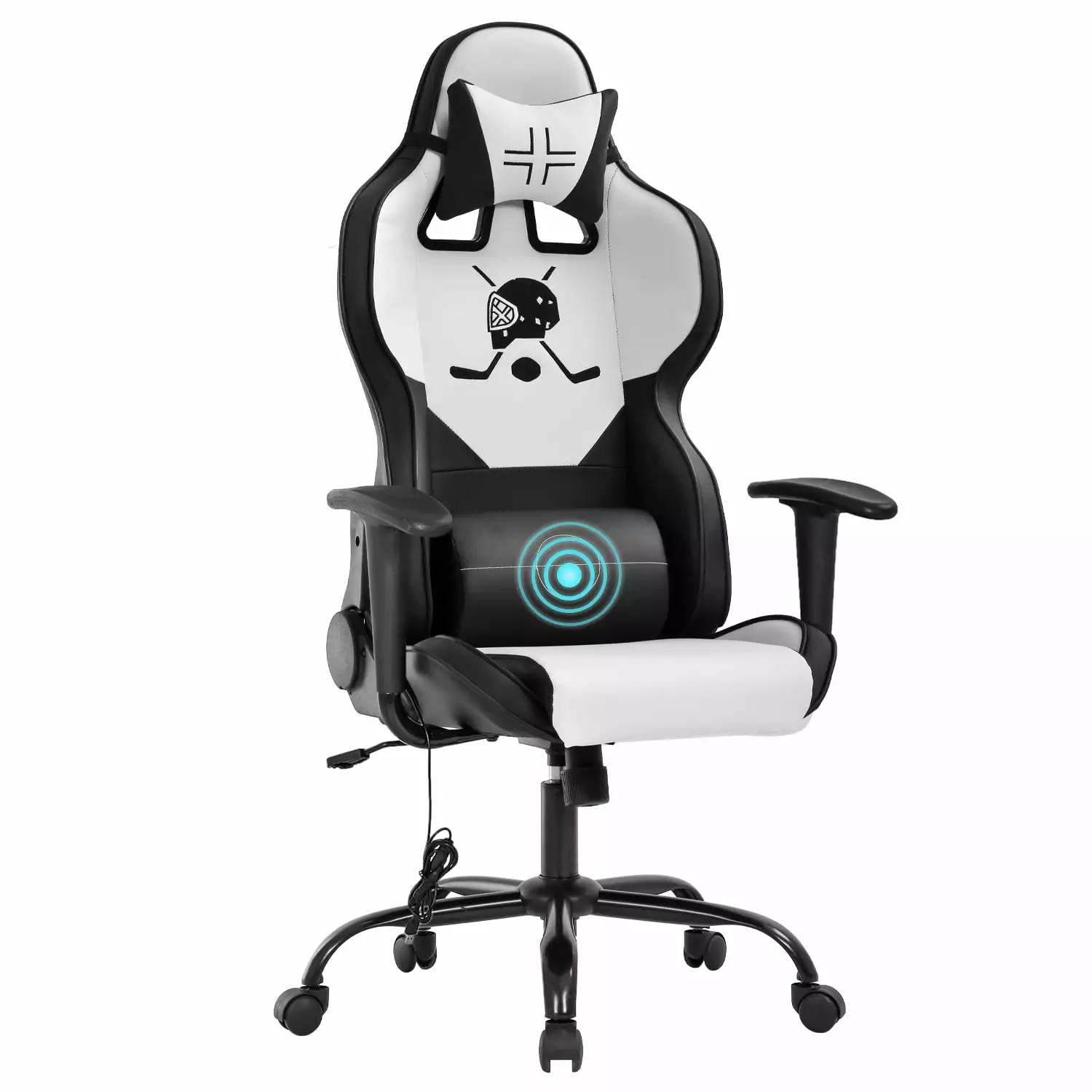 Dkelincs Gaming Chair High Back Adjustable Computer Desk Chair Massage Lumbar Support White