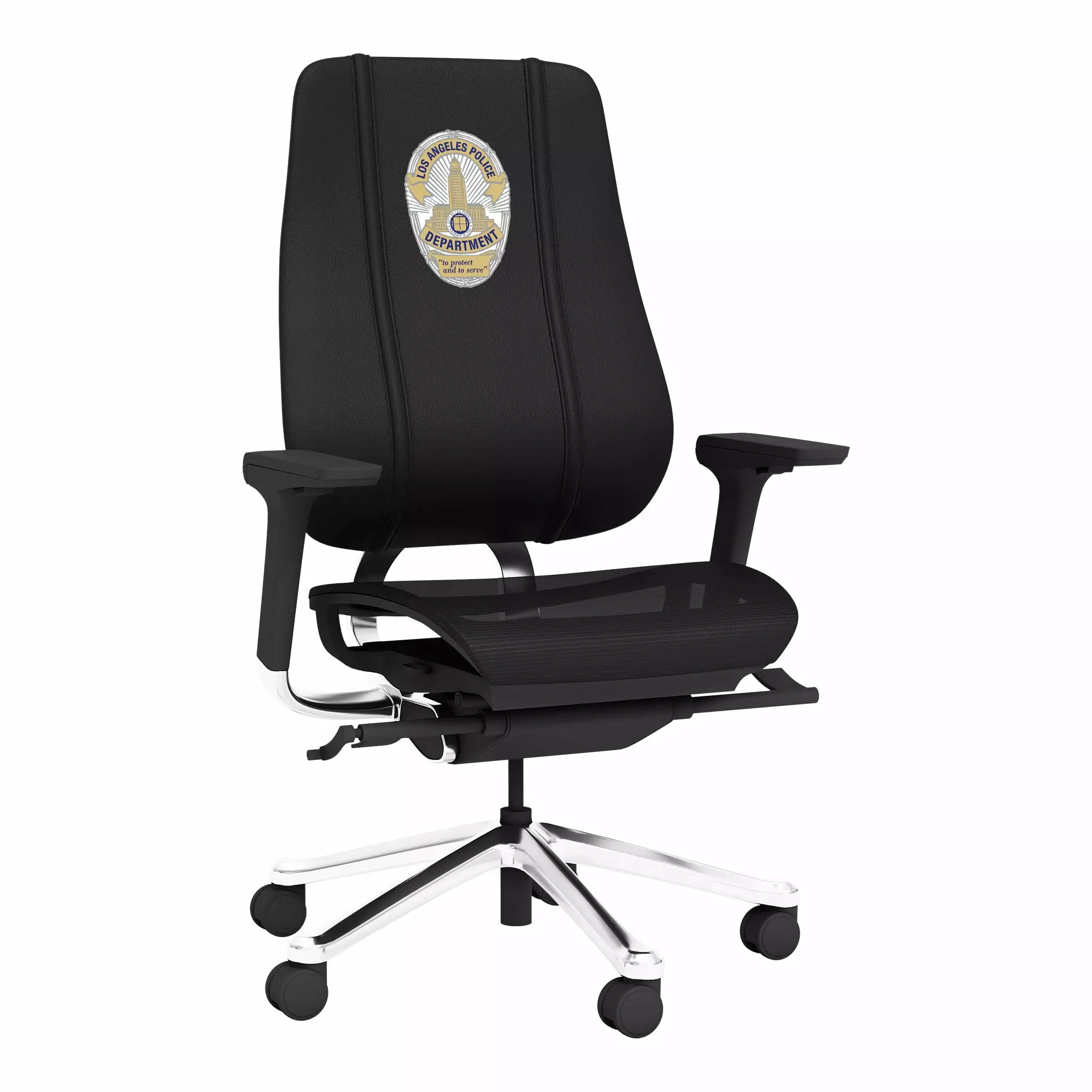 DreamSeat Phantomx Black Ergonomic Mesh Gaming Chair LAPD Badge and Adjustable Arms