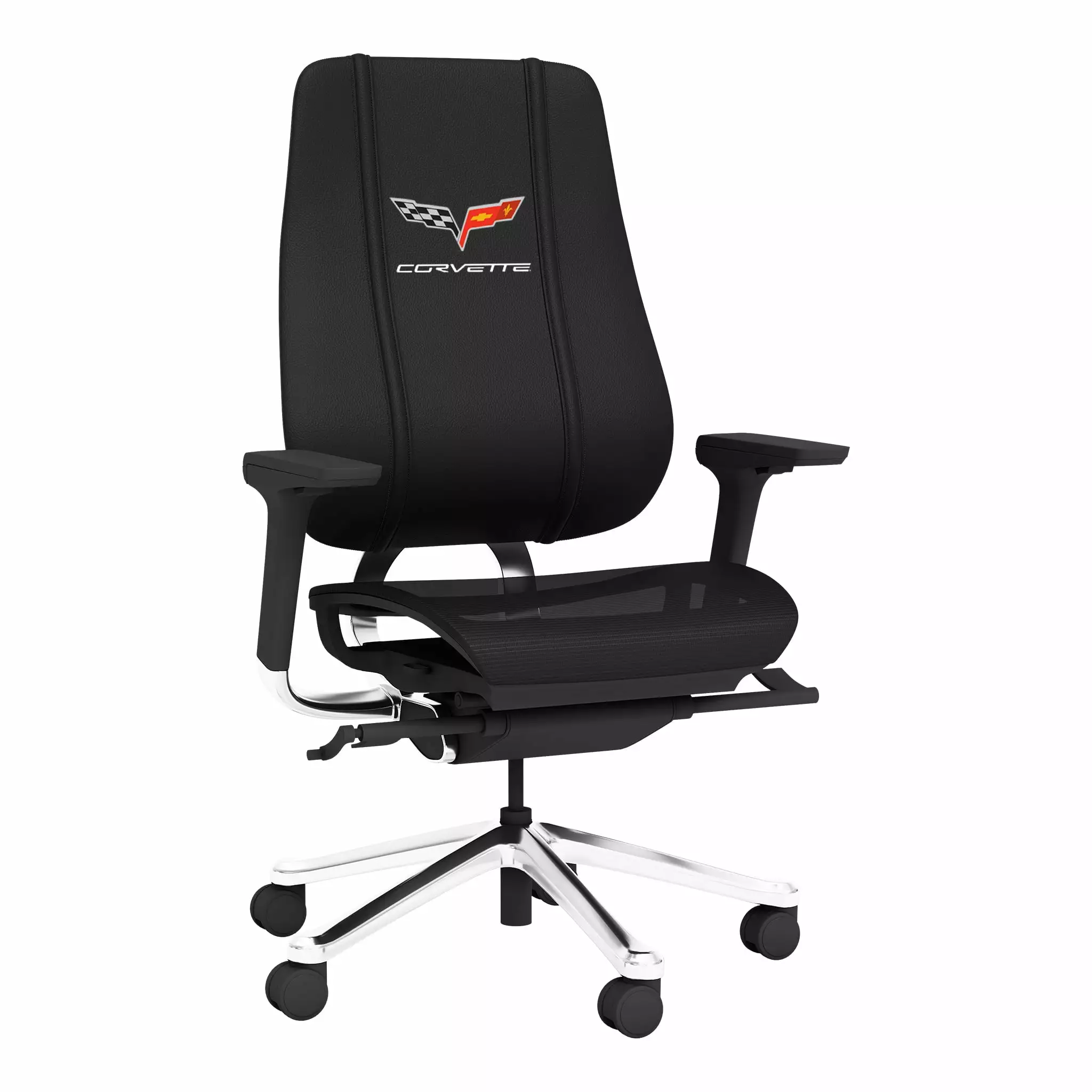DreamSeat Phantomx Black Ergonomic Mesh Gaming Chair Corvette C6 Logo and Adjustable Arms