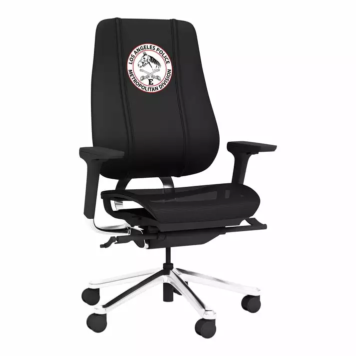 DreamSeat Phantomx Swivel Black Ergonomic Mesh Gaming Chair Embroidered LAPD Metropolitan Division Adjustable Arms