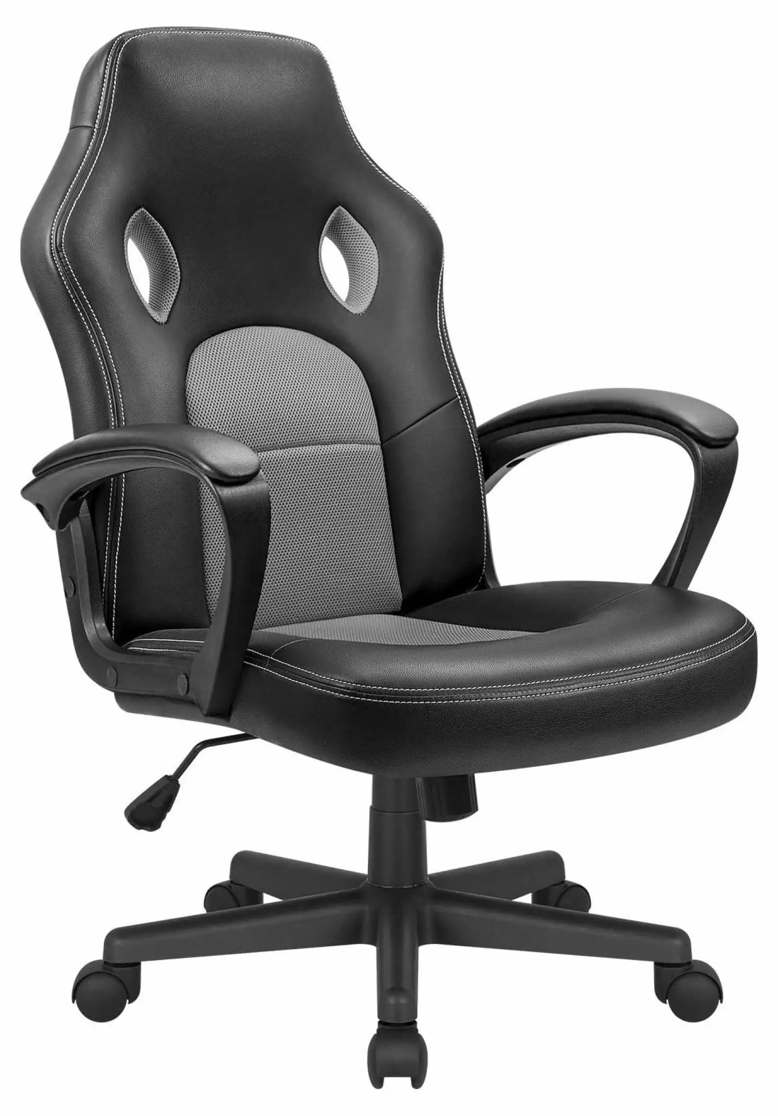 Drevy Office Gaming Chair High Back Ergonomic Adjustable PU Leather Racing Computer Desk Chair Grey