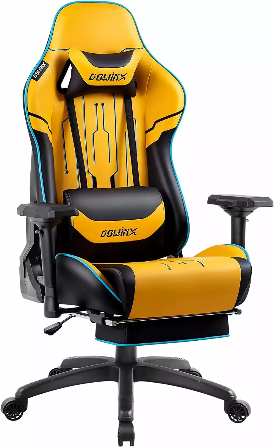 FJU Gaming Chair Footrest and Massage Function - Yellow