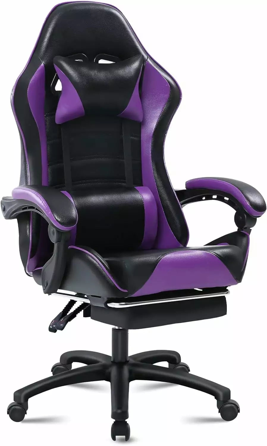 Purple Extra Large Gaming Chair Adults - Computer Chair Footrest Support Lumbar Ergonomic Video Gamer Chair FYB