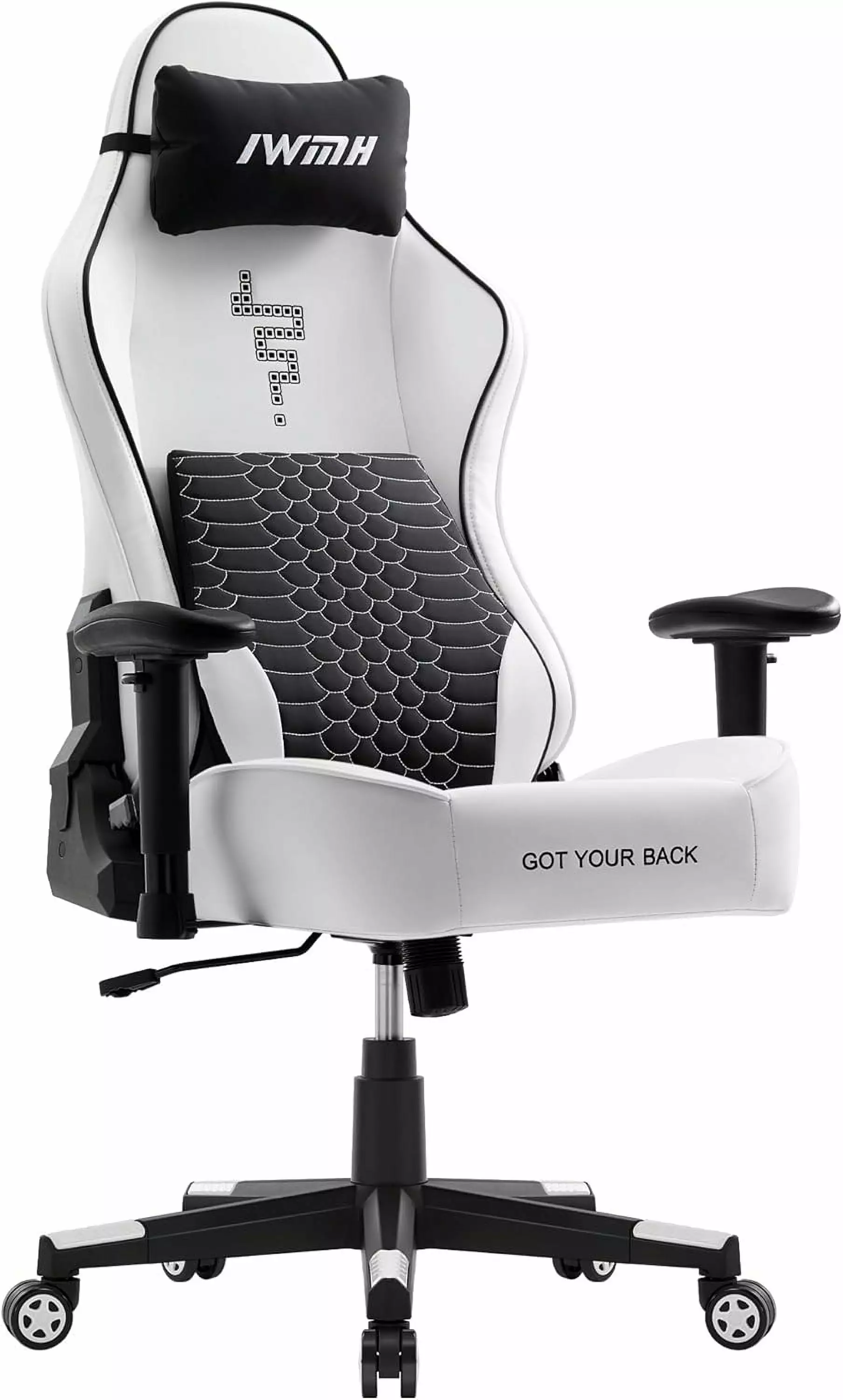 White Gaming Chair Ergonomic Office Chair Lumbar Support High Back Executive Swivel Rolling Desk Chair Adjustable Height FYB