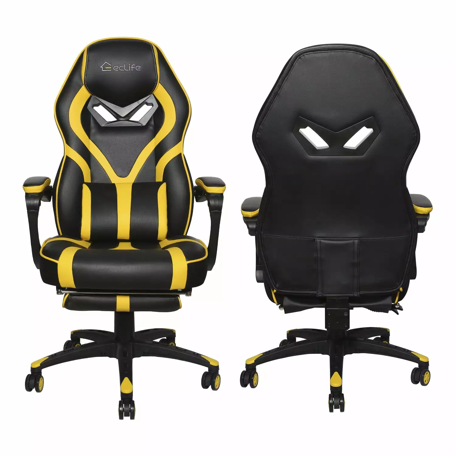 Massage Gaming Chair Ergonomic Office Chair Headrest Lumbar Support and Footrest ibsun