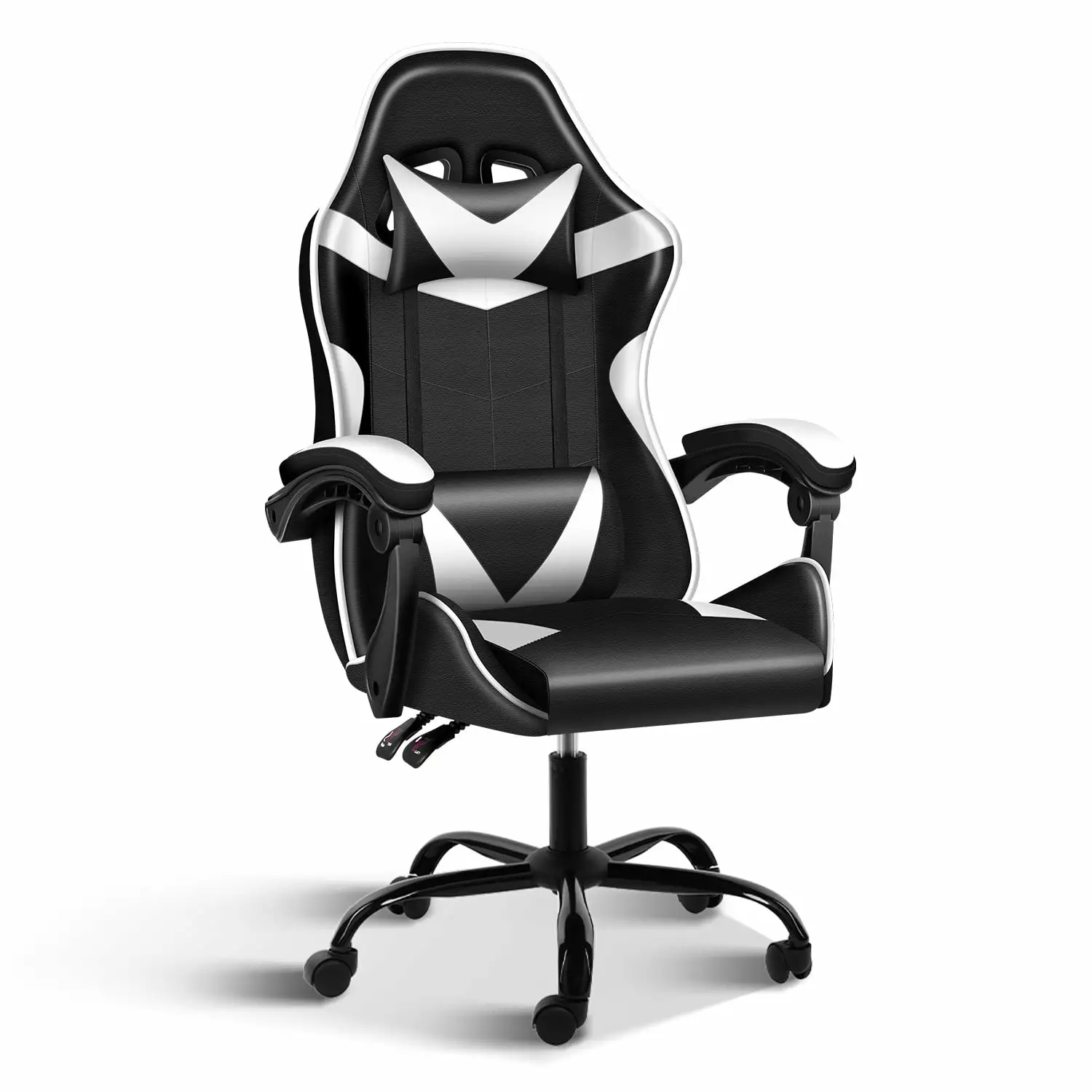 YSSOA Racing Video Gaming Office Chair High Back Ergonomic Adjustable Swivel Chair Black/White Junrui
