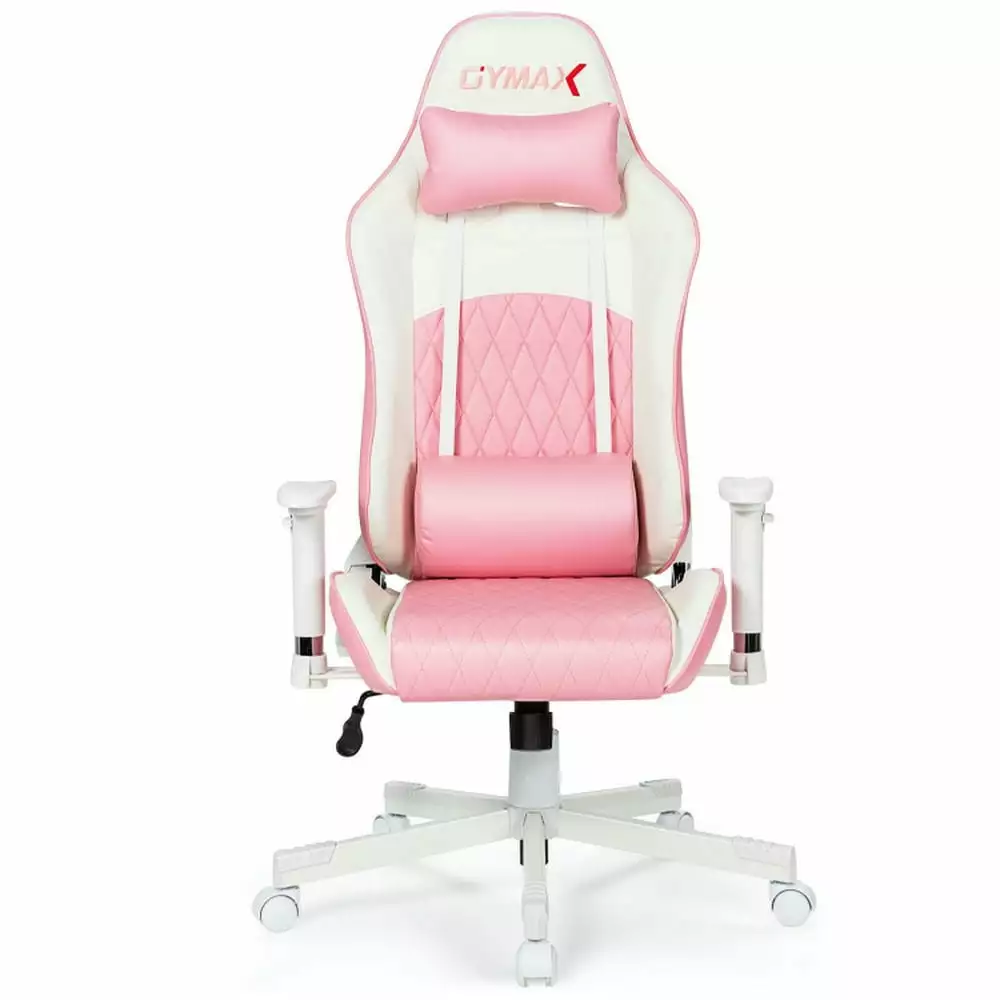 Kepooman Gaming Chair Ergonomic Recliner Racing Task Chair High Back Computer Desk Chair Headrest Lumbar Support Pink