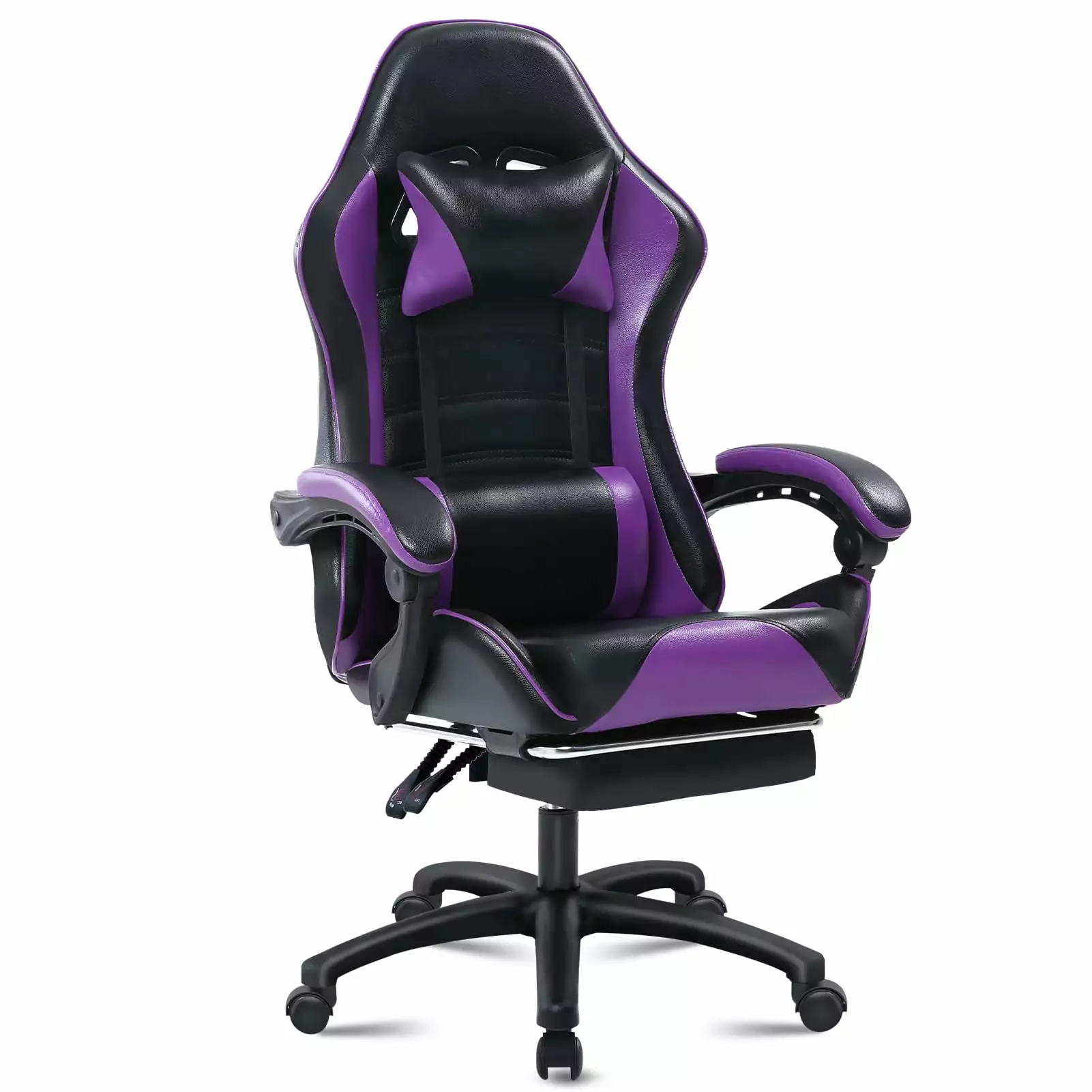 Adult Electronic Gaming Chair Footstool and Waist Support Ergonomically Designed PU Leather Lounge Chair latulipo