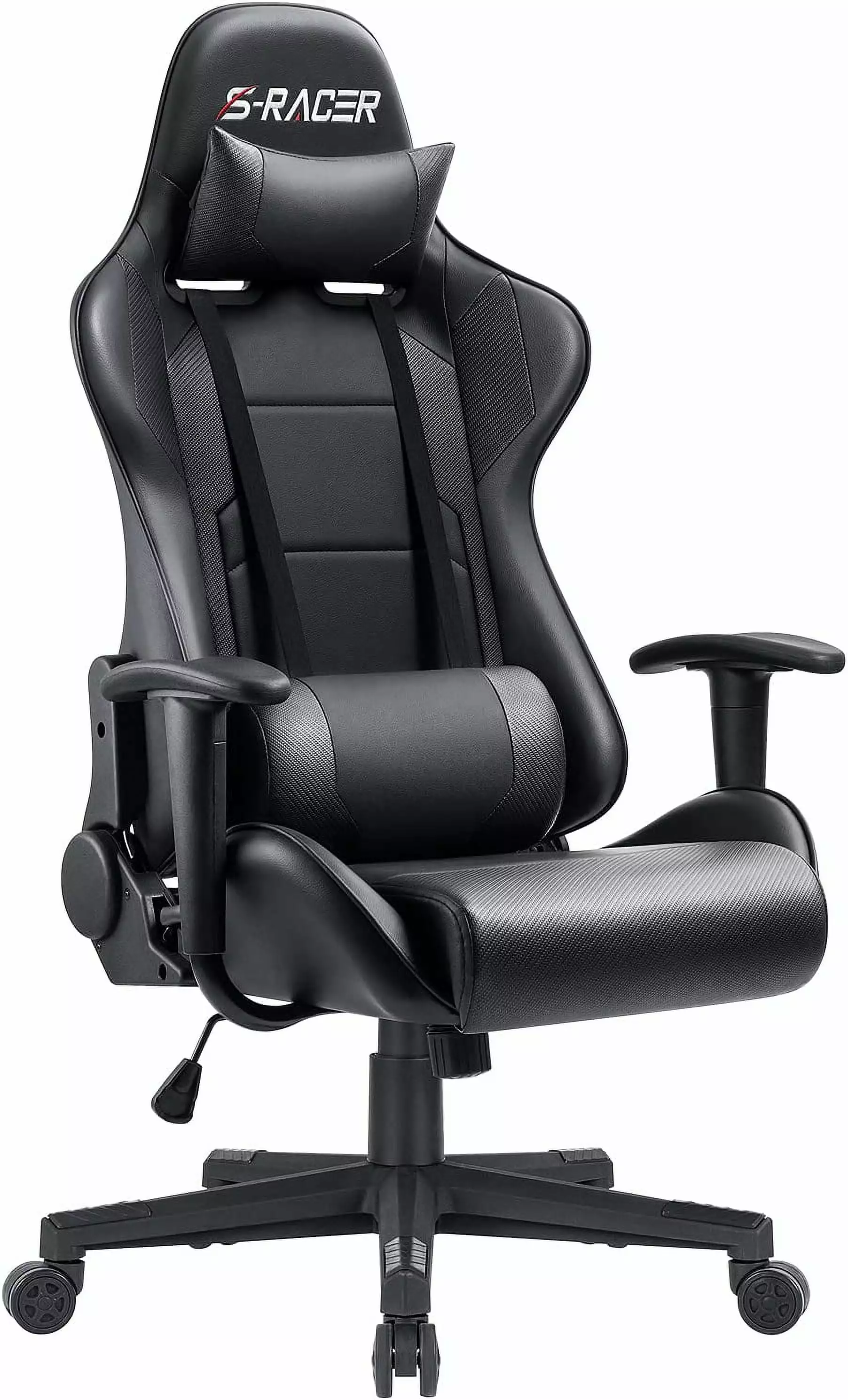 Gaming Chair Racing Computer Chair Office Desk Chair Adjustable Swivel High Back Carbon Fiber Style Black LHY