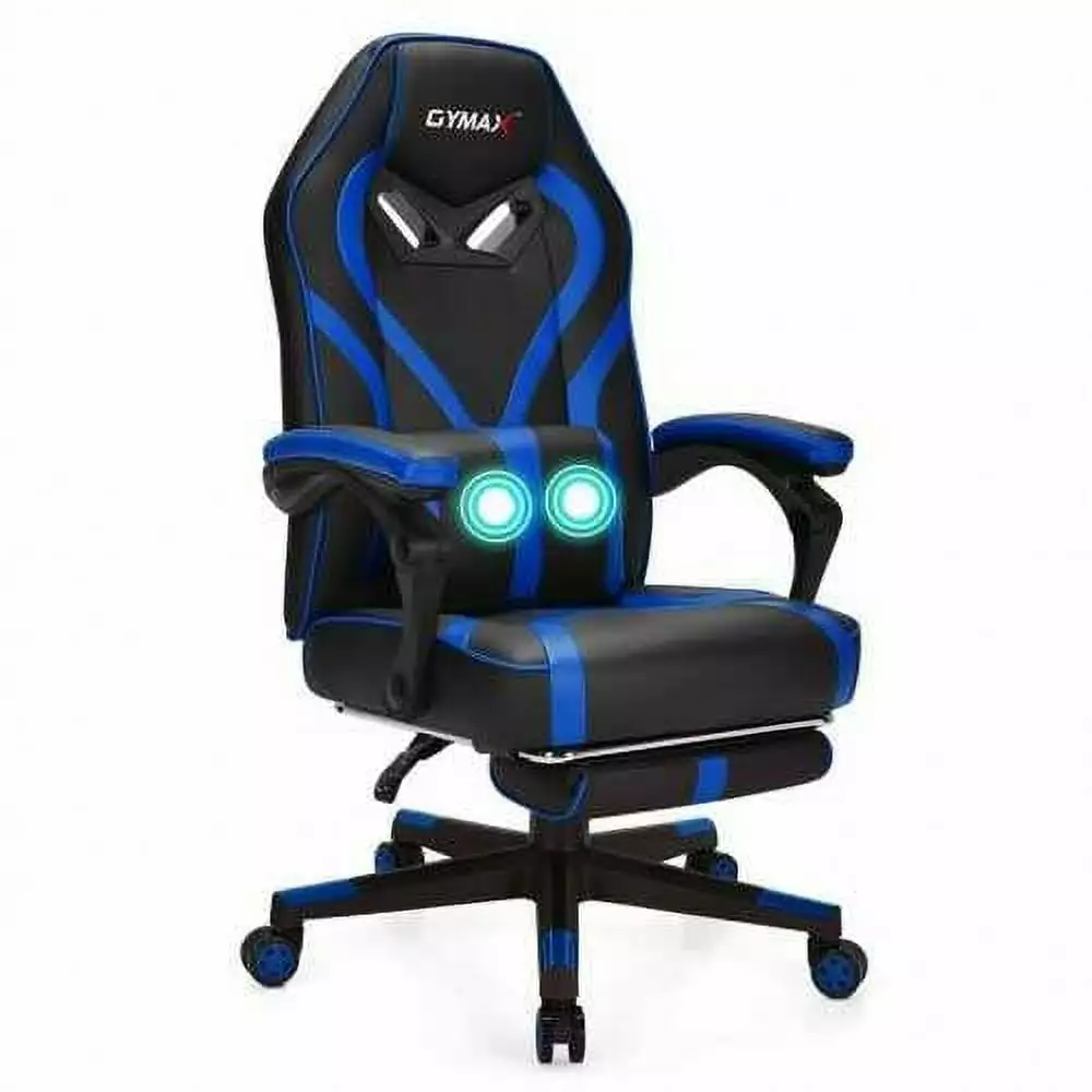 Computer Massage Gaming Recliner Chair Footrest Blue Mellyx Home