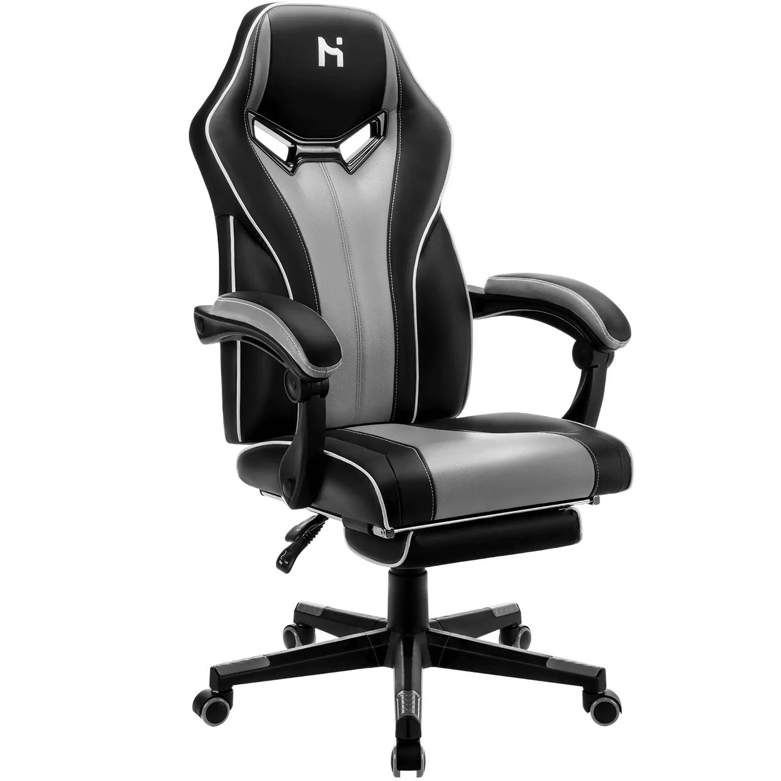 Gaming Chair Computer Chair Ergonomic Racing Desk Chair Footrest Grey N/A