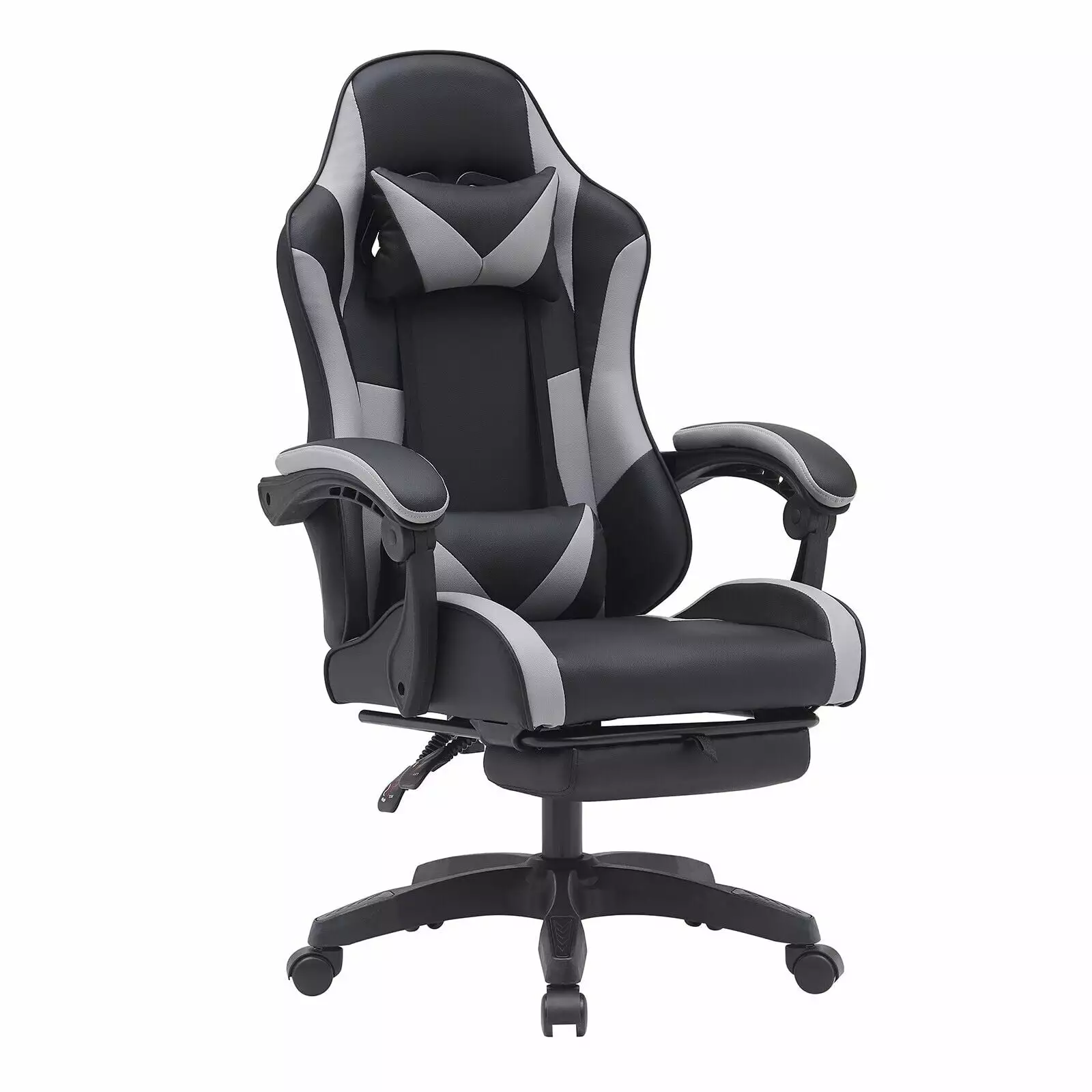 Gaming Chair Swivel Computer Racing Ergonomic Office Chair Footrest Gray N/A