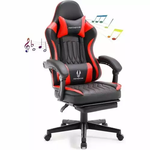 Gaming Chair Speakers High Back Computer Chair Footrest Lumbar Support Headrest Heavy Duty Base Linkage Armrests Adults NO...