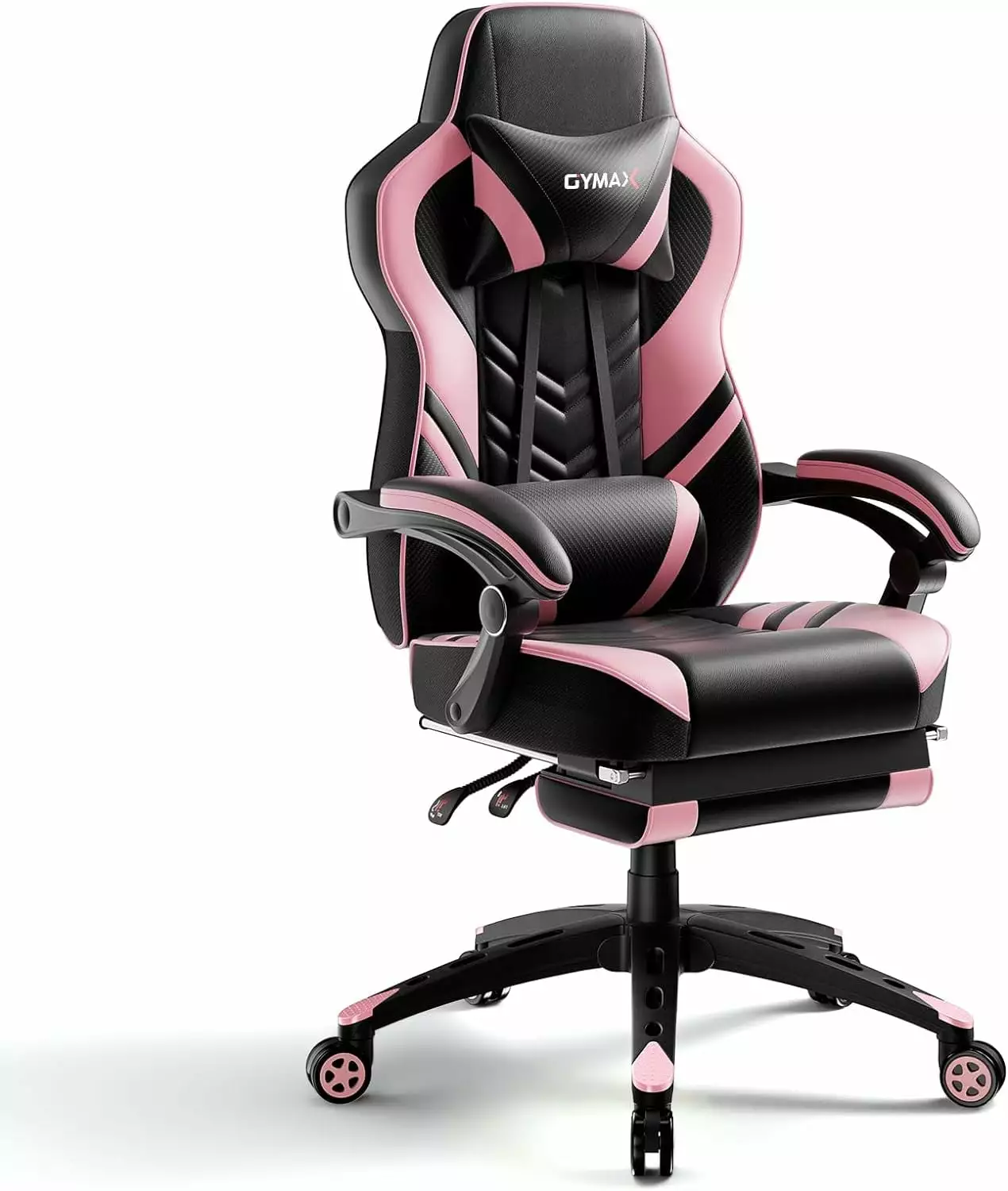Pink Gaming Chair Footrest and Lumbar Support Ergonomic Adjustable Swivel Computer Chair shinyswan
