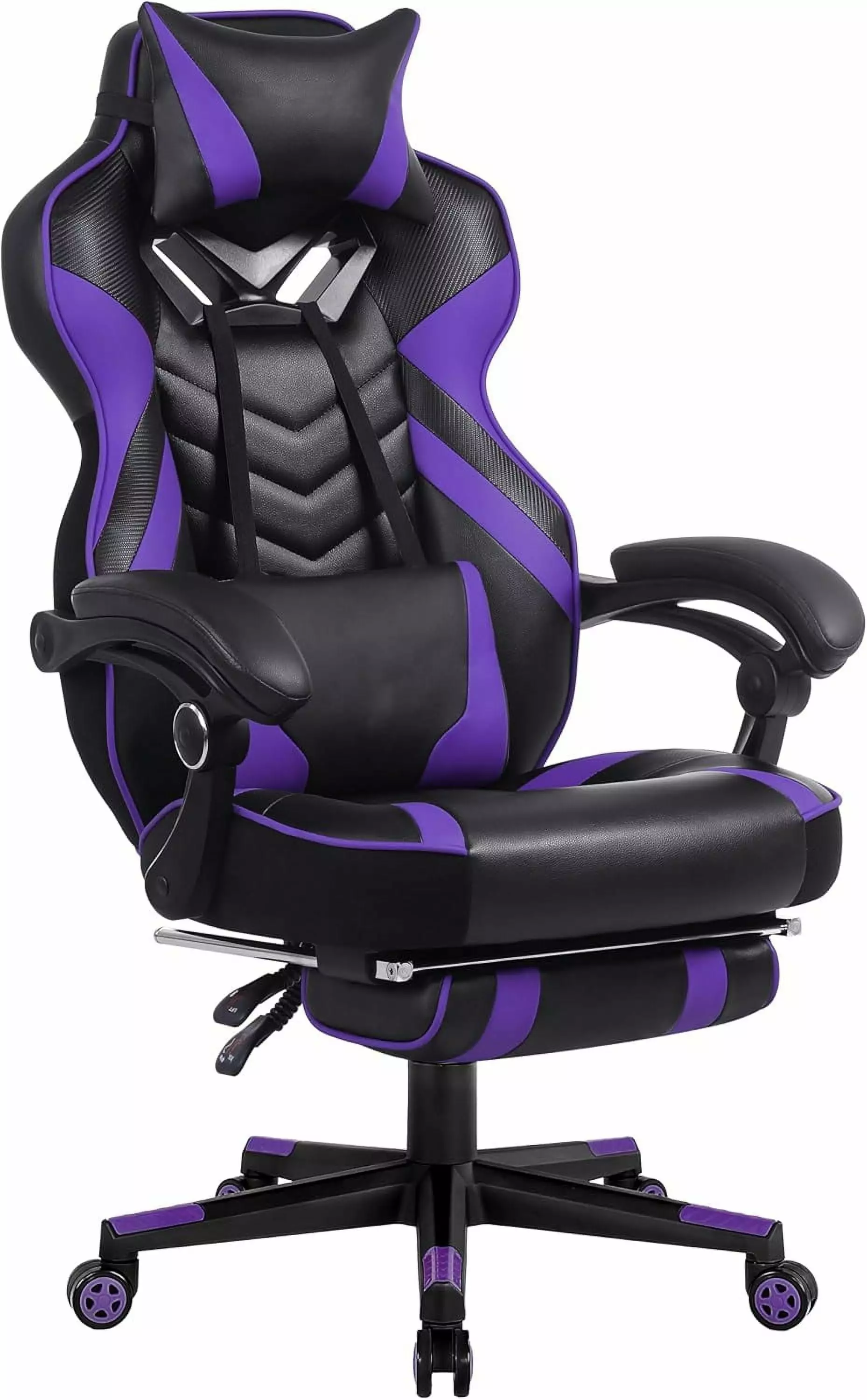 Purple Gaming Chair Adults - High Back Big and Tall Computer Chair Footrest and Massage - Reclining Gamer Chair Purple and...