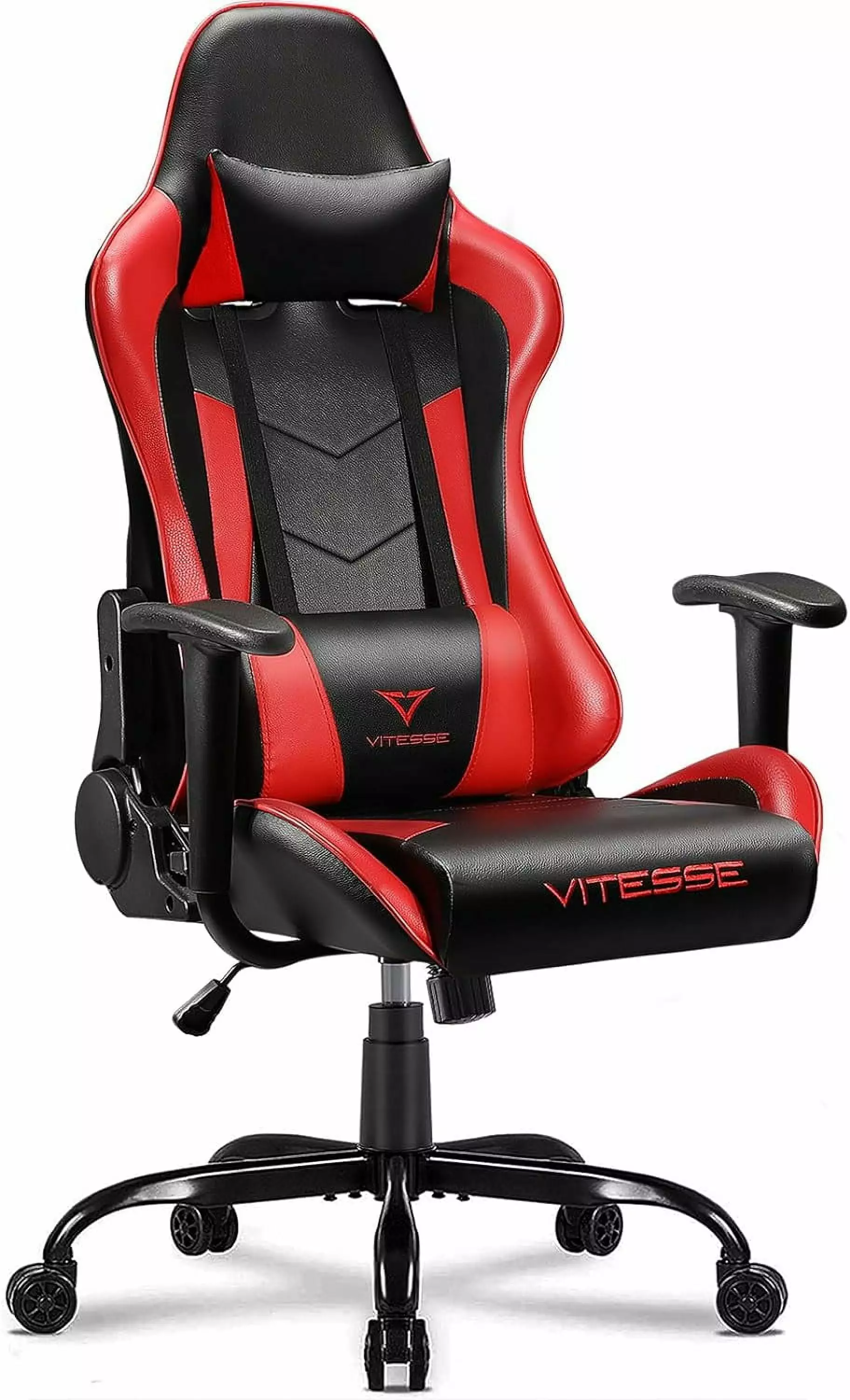 Red Gaming Chair Adults 330 lbs PC Computer Racing Office Chair Adjustable Swivel Lumbar Support Headrest shinyswan