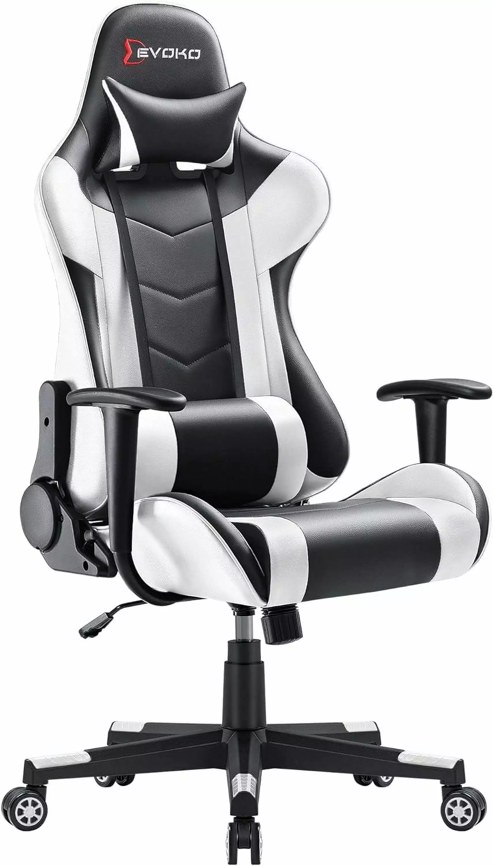 White Ergonomic Gaming Chair Adjustable Height and Lumbar Support shinyswan