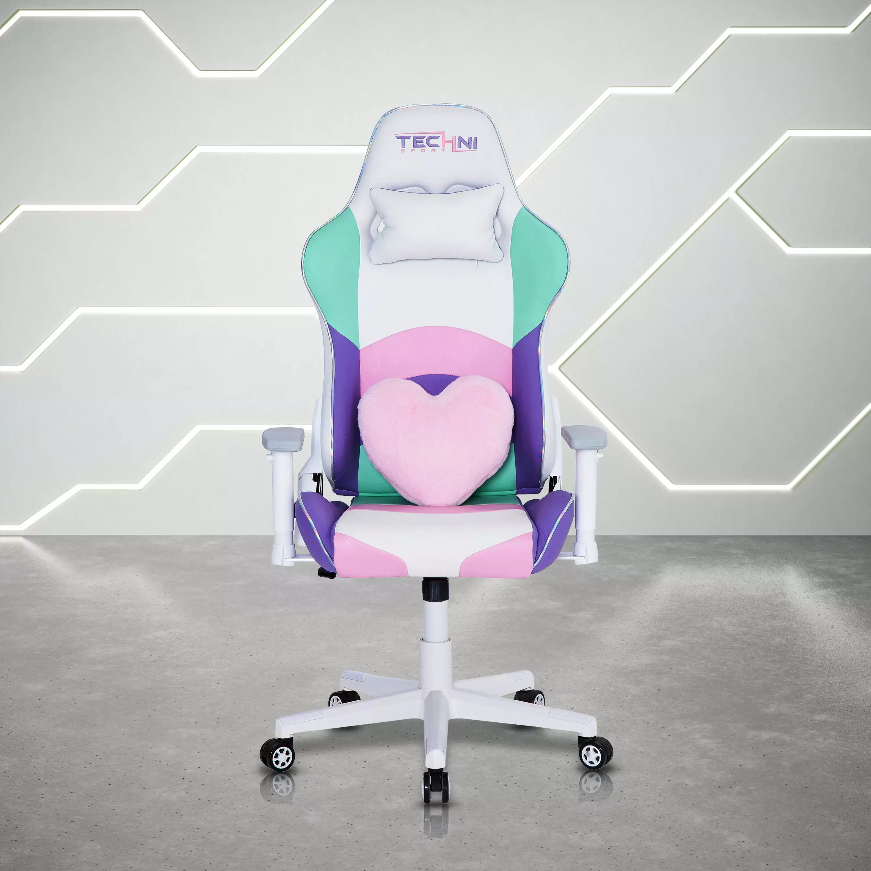 Techni Sport TS 42 Office PC Gaming Chair Adjustable Height Memory Foam Seat and Back Kawaii