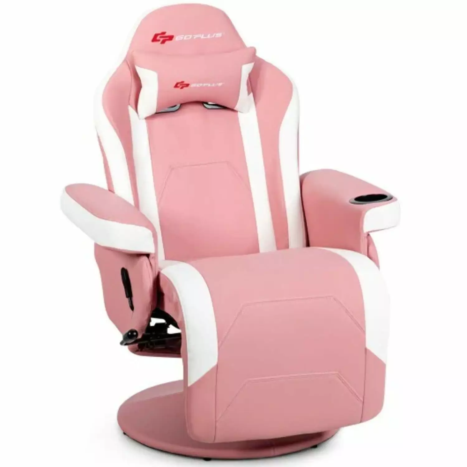 Ergonomic High Back Massage Gaming Chair Pillow Pink unknown