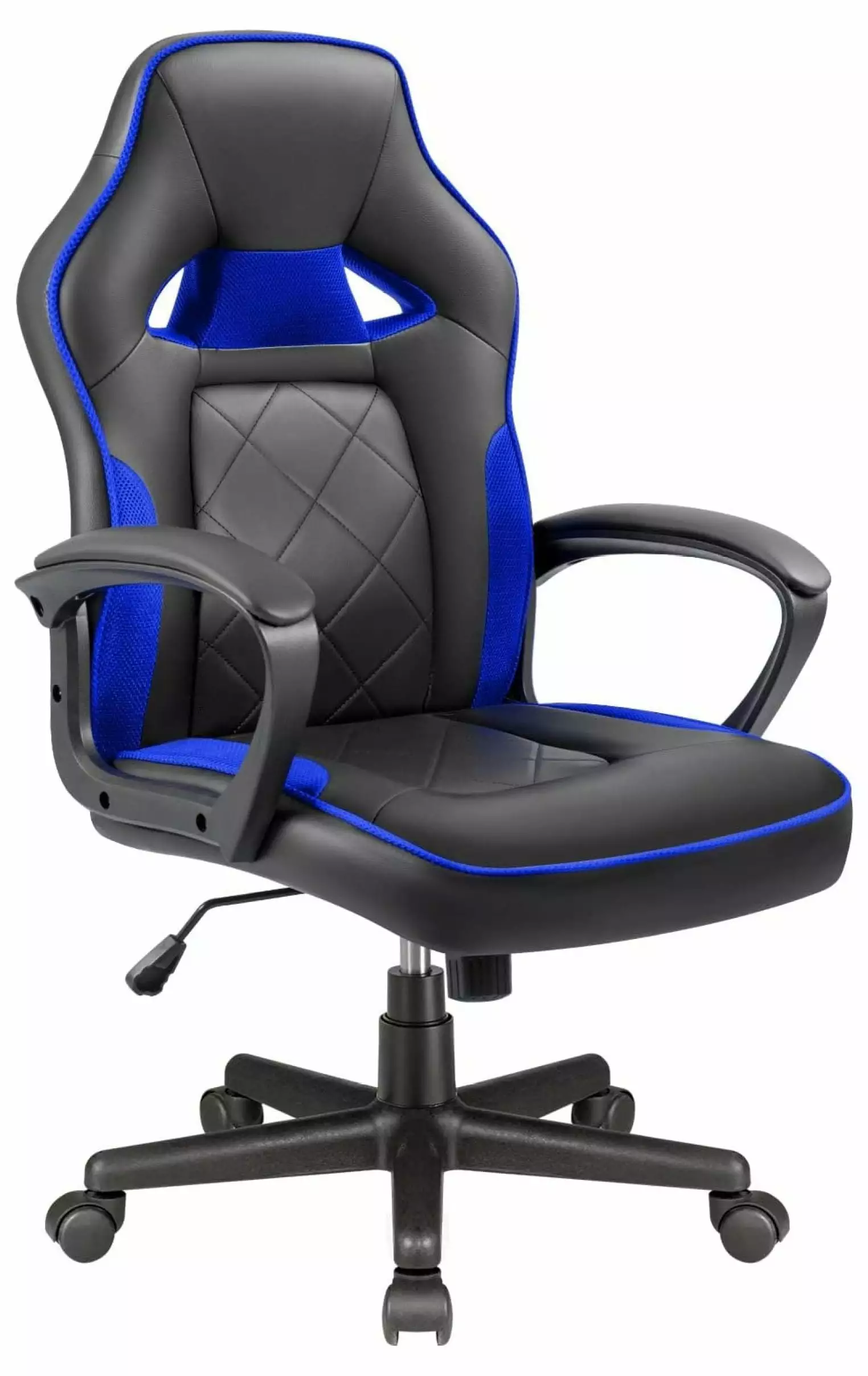Wang Lin Jun Leather Gaming Chair High Back Executive Computer Desk Chair Lumbar Support Blue
