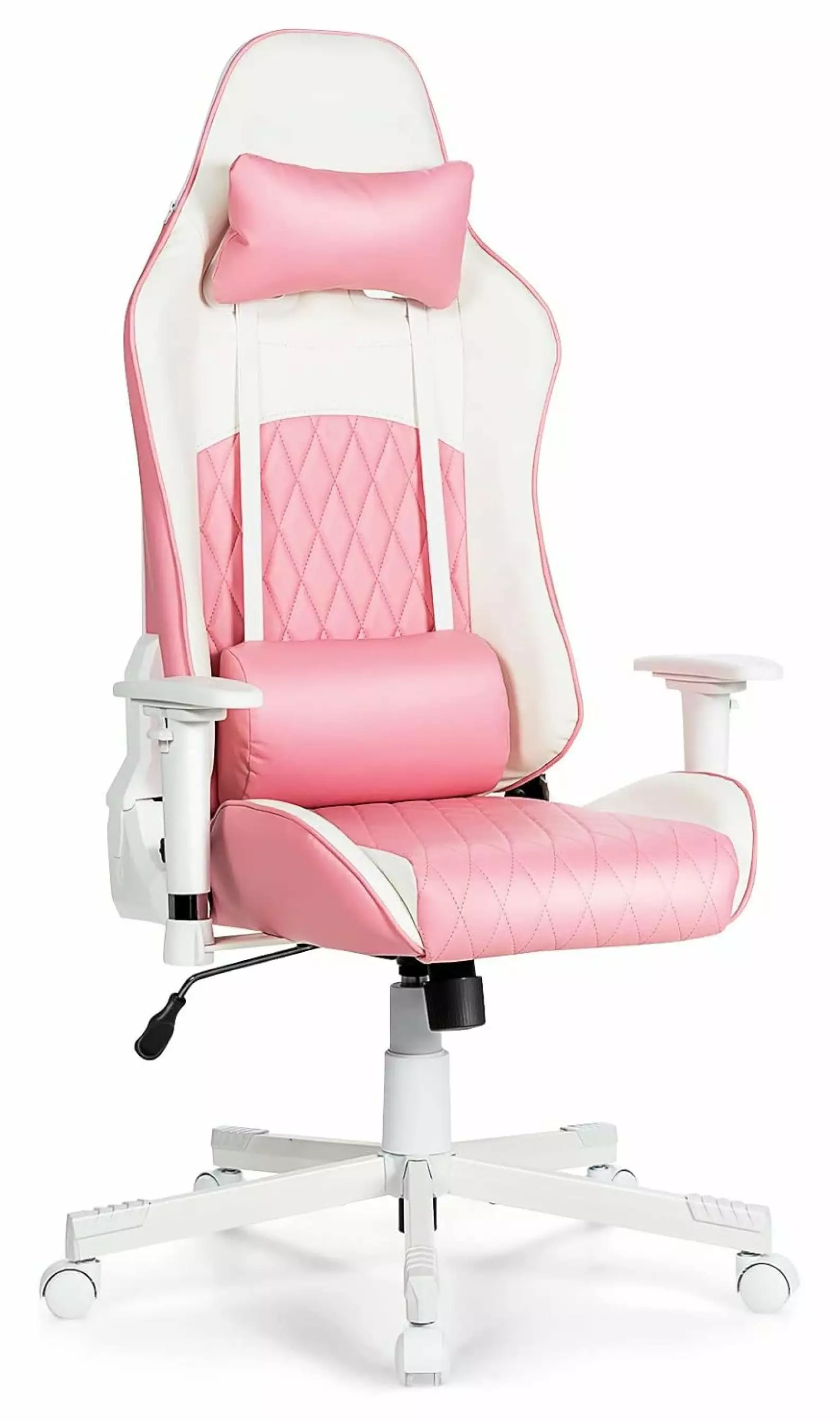 Wension Massage Gaming Chair Ergonomic Computer Chair Adjustable Armrest High Back Swivel White