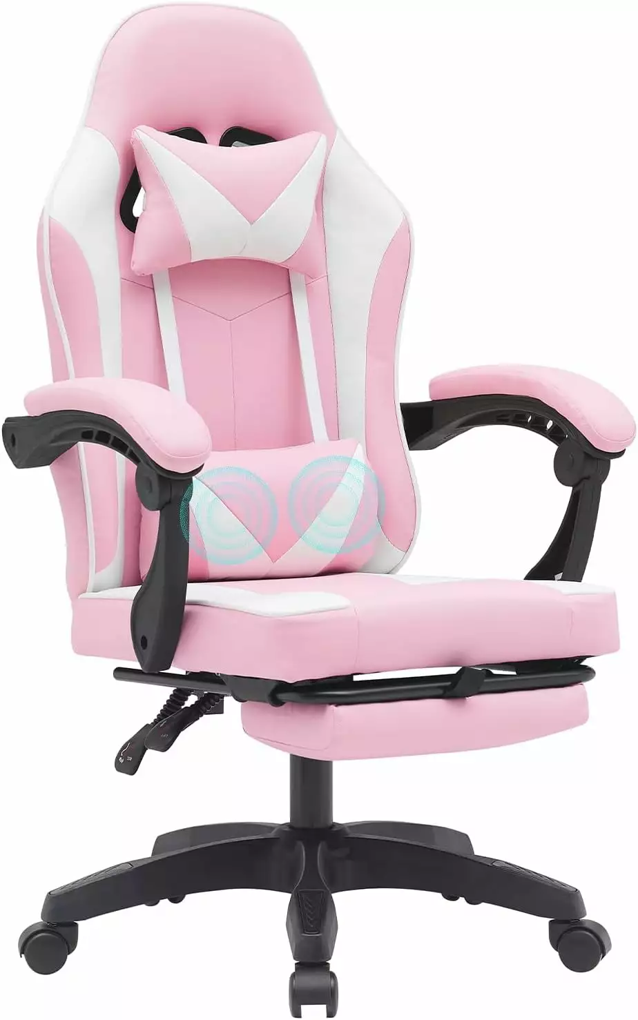 Pink Gaming Chair Reclining Gaming Chairs Adults Ergonomic Game Chair Foot Rest Massage Lumbar Support High Back Leather C...