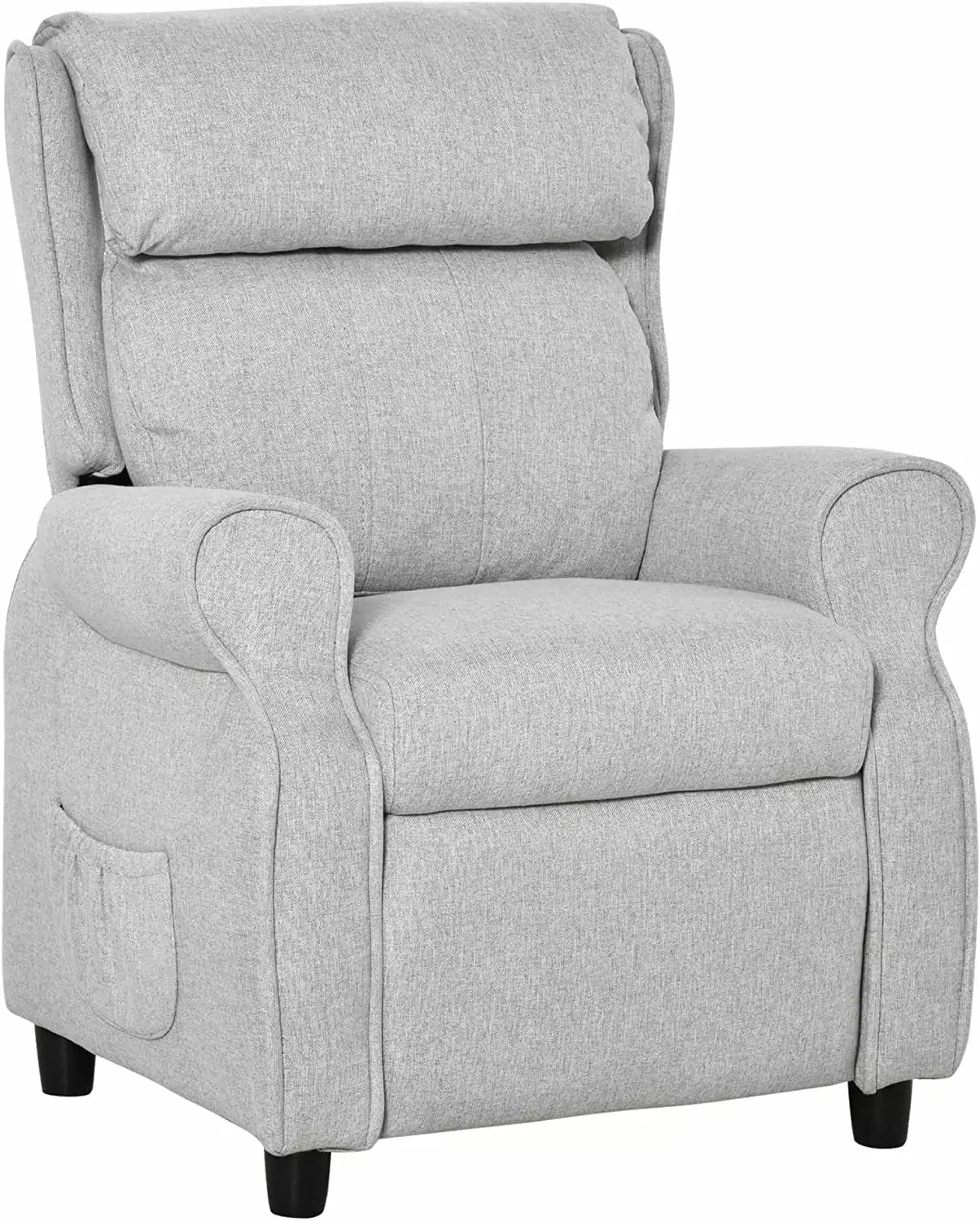 Light Grey Kids Recliner Chair Children Sofa Angle Adjustable Single Lounger Armchair Gaming Chair Footrest Side Pockets 3...