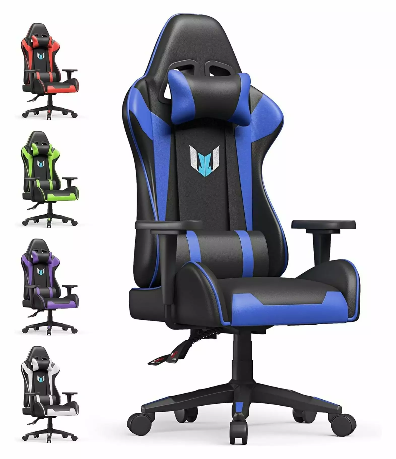 Black Blue Gaming Chair Ergonomic Office Chair Adjustable Height Swivel Reclining Computer Chair Lumbar Headrest Support Y...