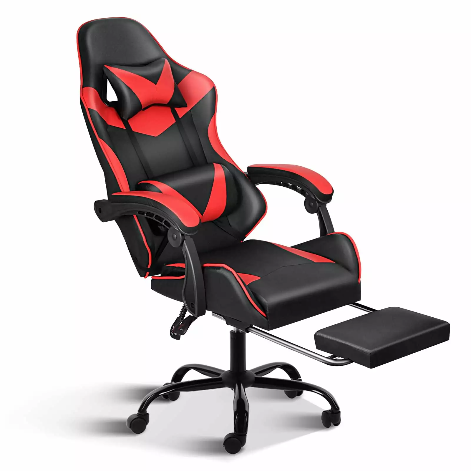 Gaming Chair Adjustable Swivel Recliner Footrest and Lumbar Support Red Black Ergonomic Office Computer Video Game Chair YOYO