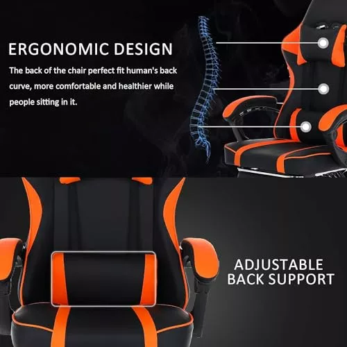 Video Game Chair Adults and Kids Adjustable Lumbar Pillow Headrest Footrest YUXING